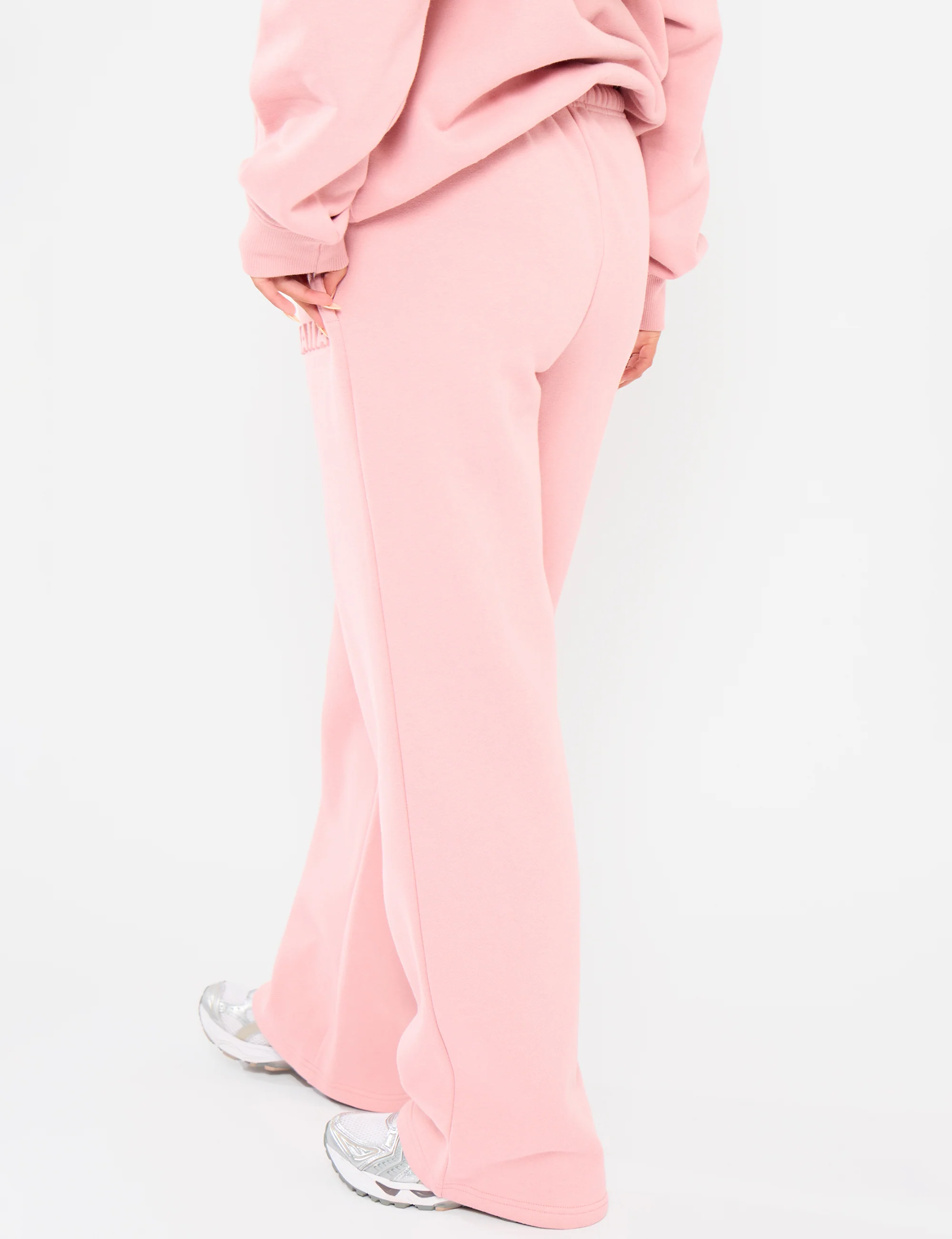 Kaiia Embossed Logo Wide Leg Joggers Dusty Rose - Image 3