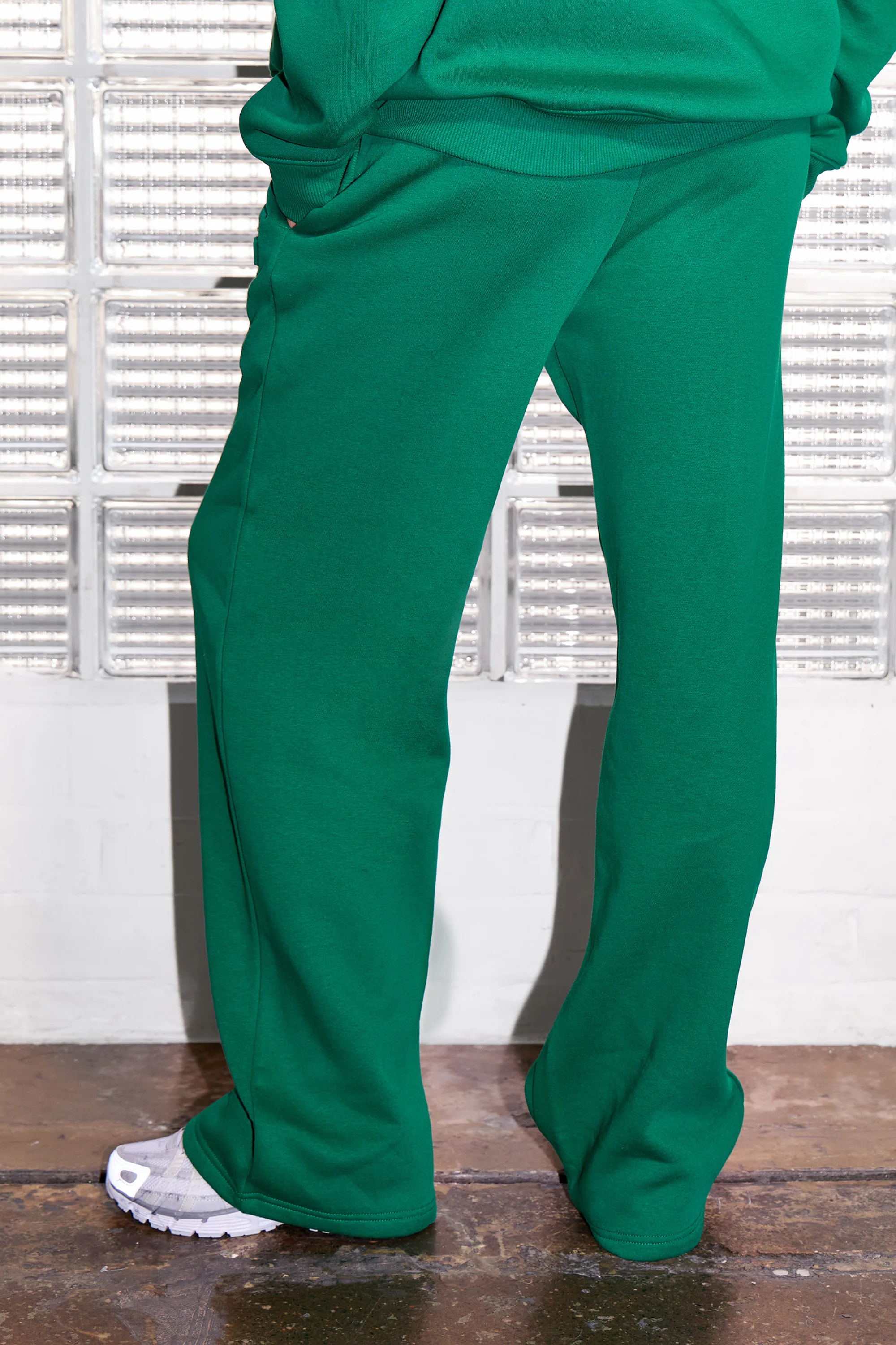 Kaiia Embossed Logo Wide Leg Joggers Evergreen - Image 5