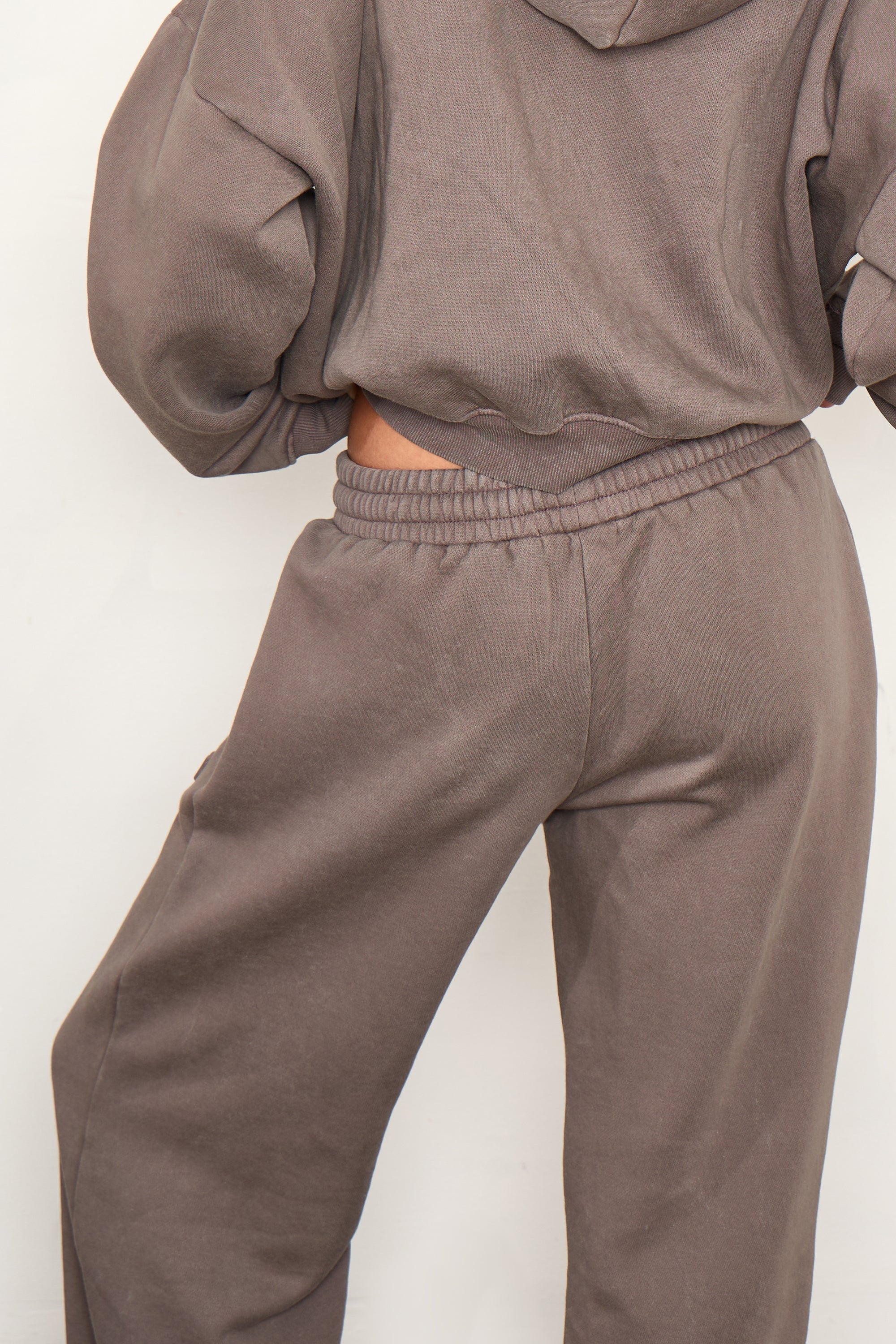 Kaiia Embossed Logo Wide Leg Joggers Washed Storm Grey - Image 4