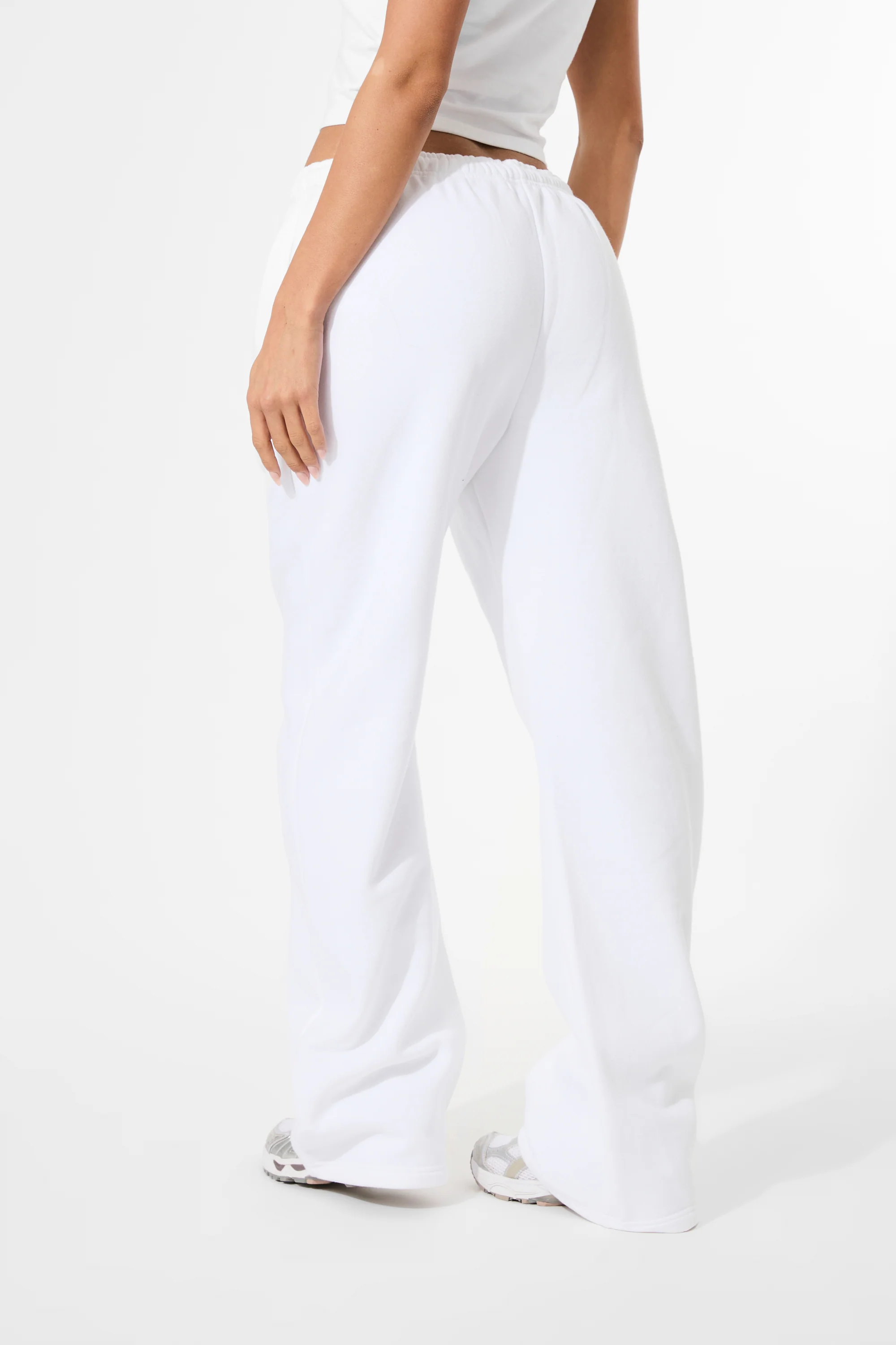 Kaiia Embossed Logo Wide Leg Joggers White - Image 3