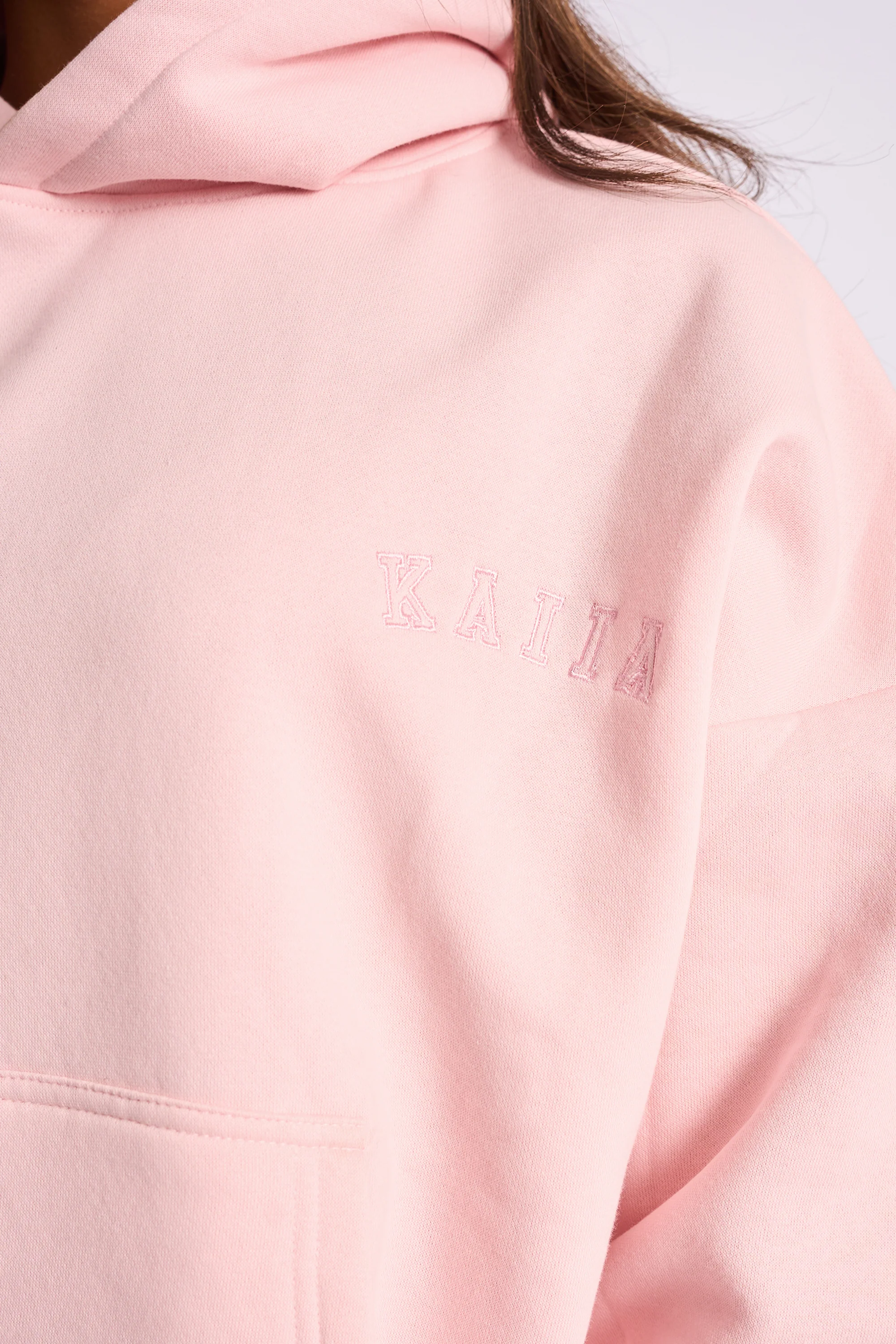Kaiia Logo Embossed Oversized Hoodie Pale Pink - Image 4