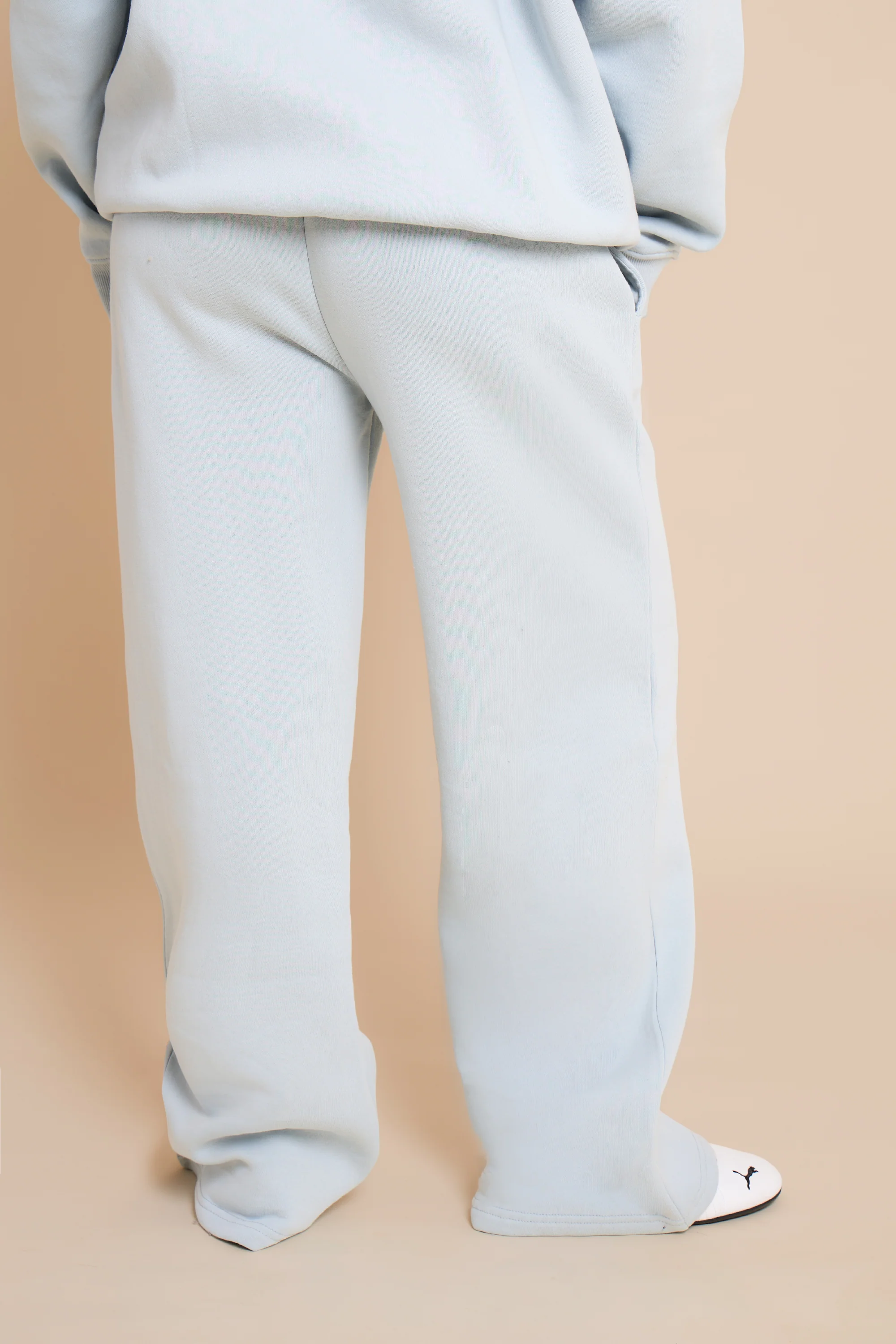 Kaiia Embossed Bubble Logo Wide Leg Joggers Baby Blue - Image 4