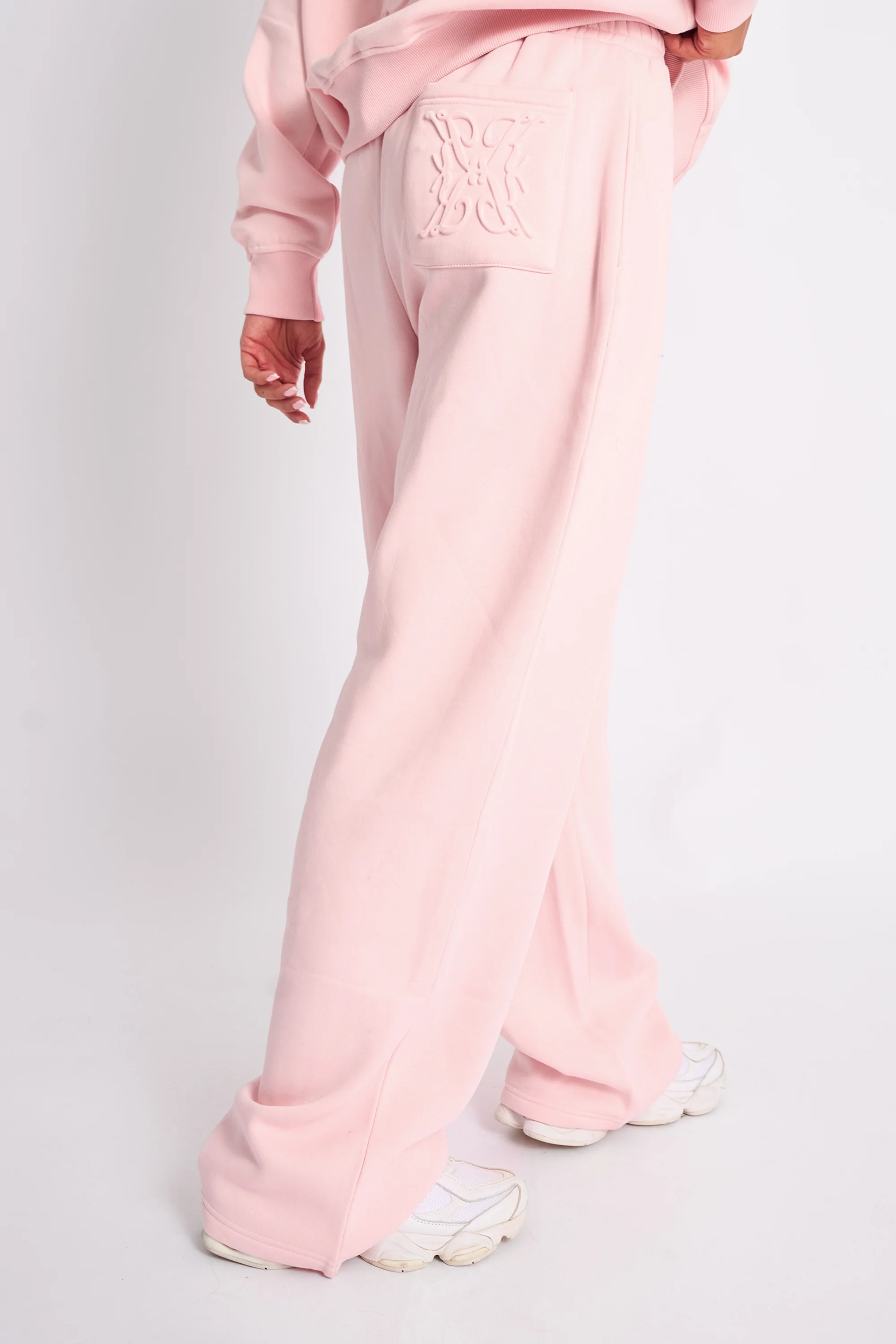 Kaiia Embossed Wide Leg Joggers Pale Pink - Image 3