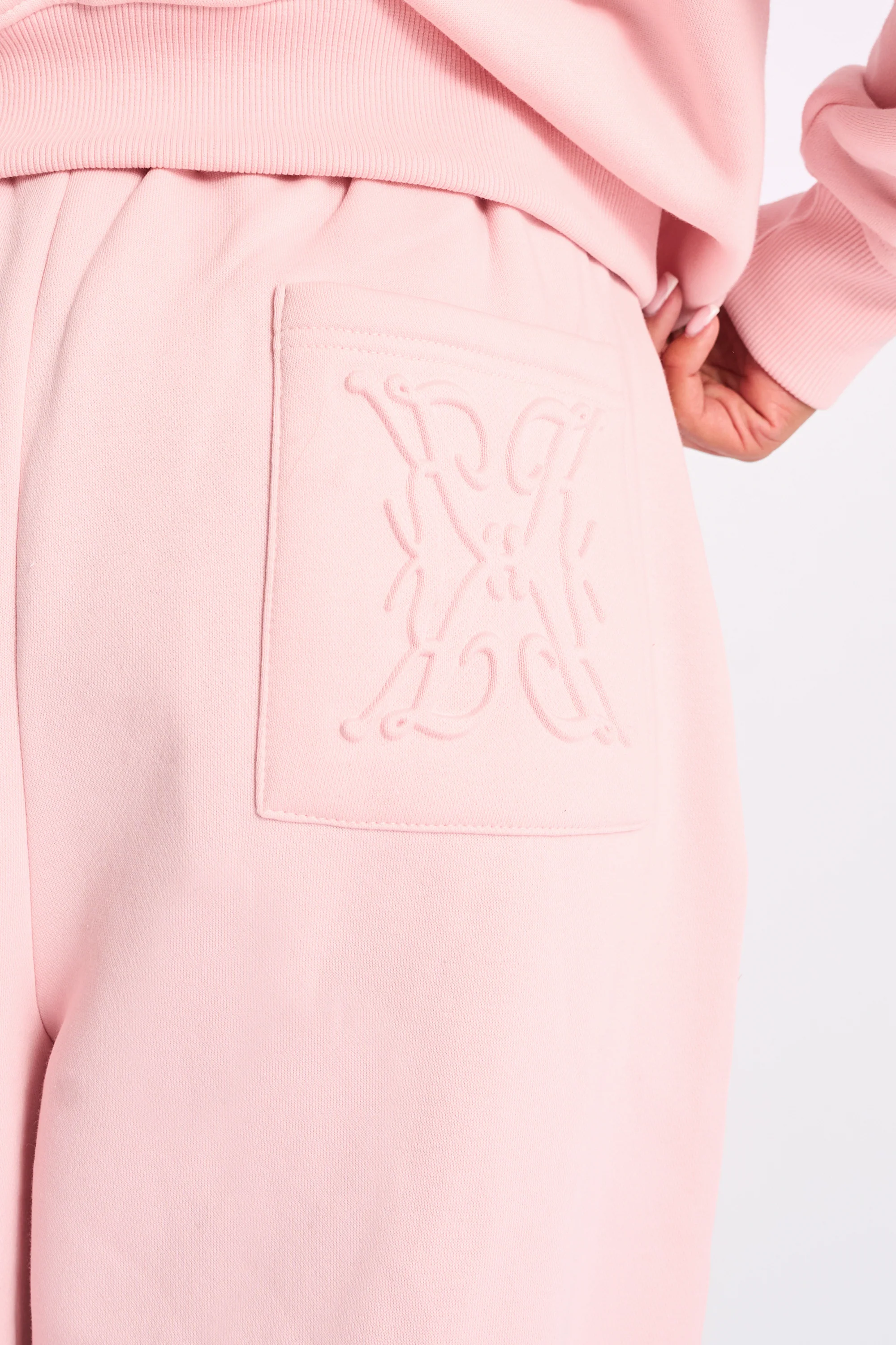 Kaiia Embossed Wide Leg Joggers Pale Pink - Image 4