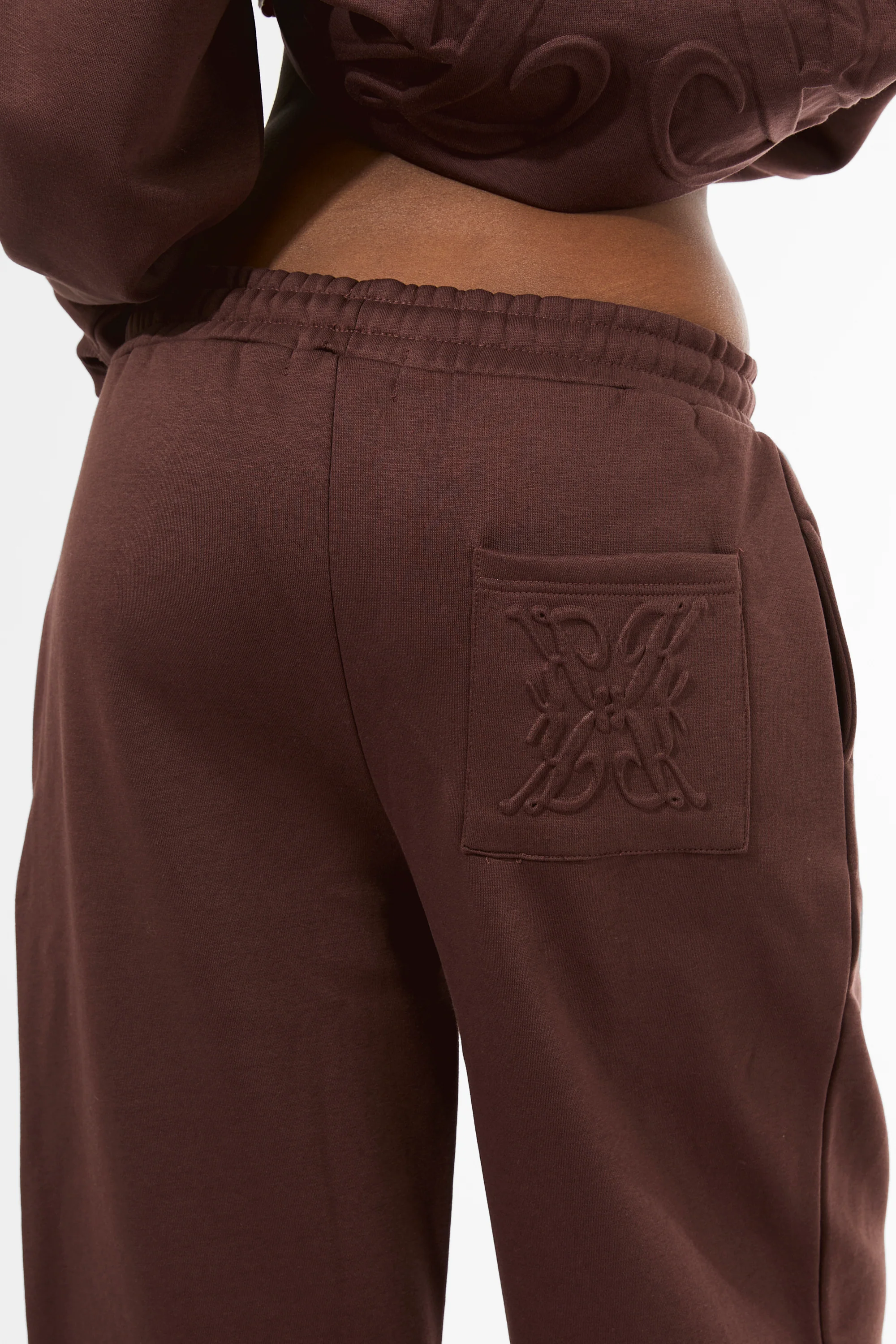Kaiia Embossed Wide Leg Joggers Mocha - Image 2