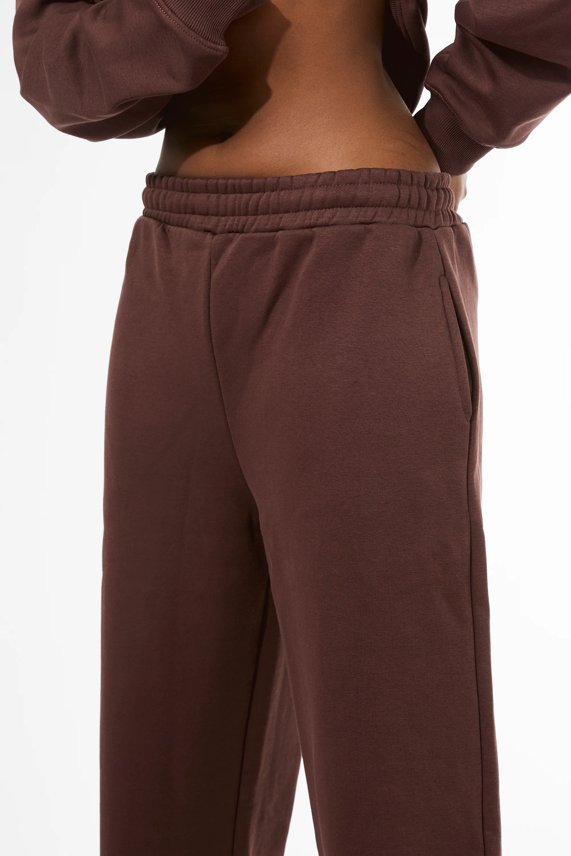 Kaiia Embossed Wide Leg Joggers Mocha - Image 5