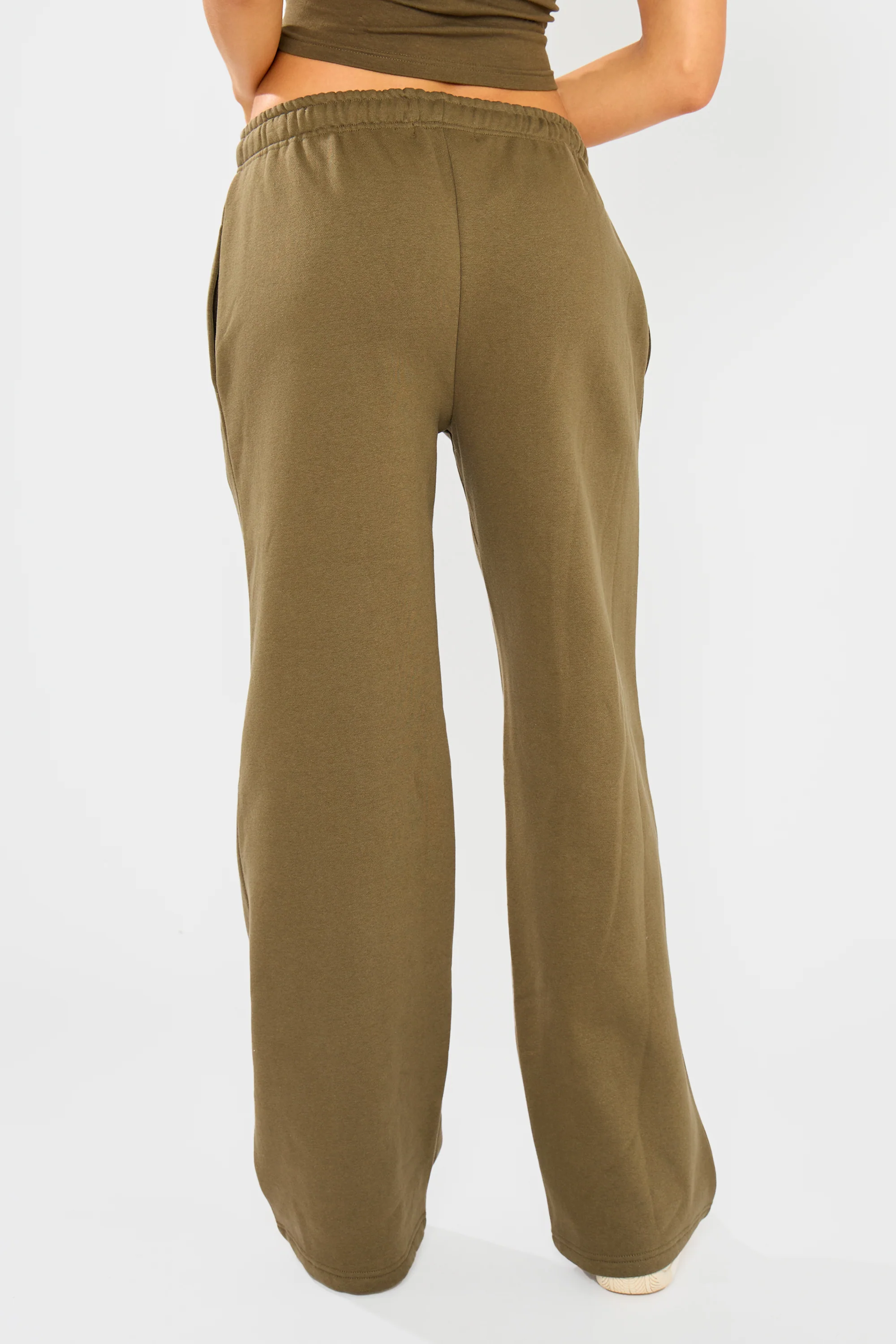 Kaiia Embossed Wide Leg Joggers Olive - Image 8