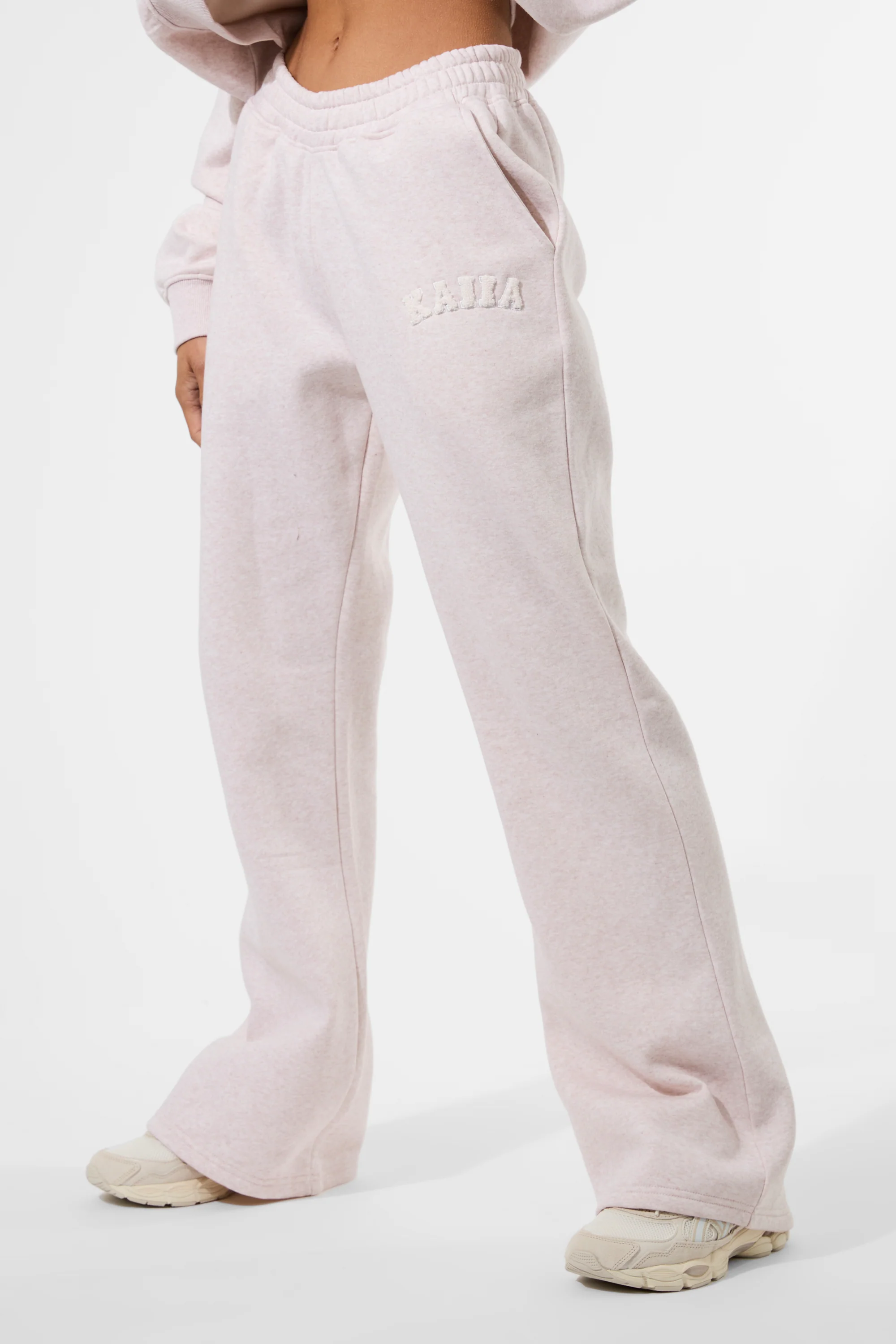 Kaiia Logo Wide Leg Joggers Oat - Image 2