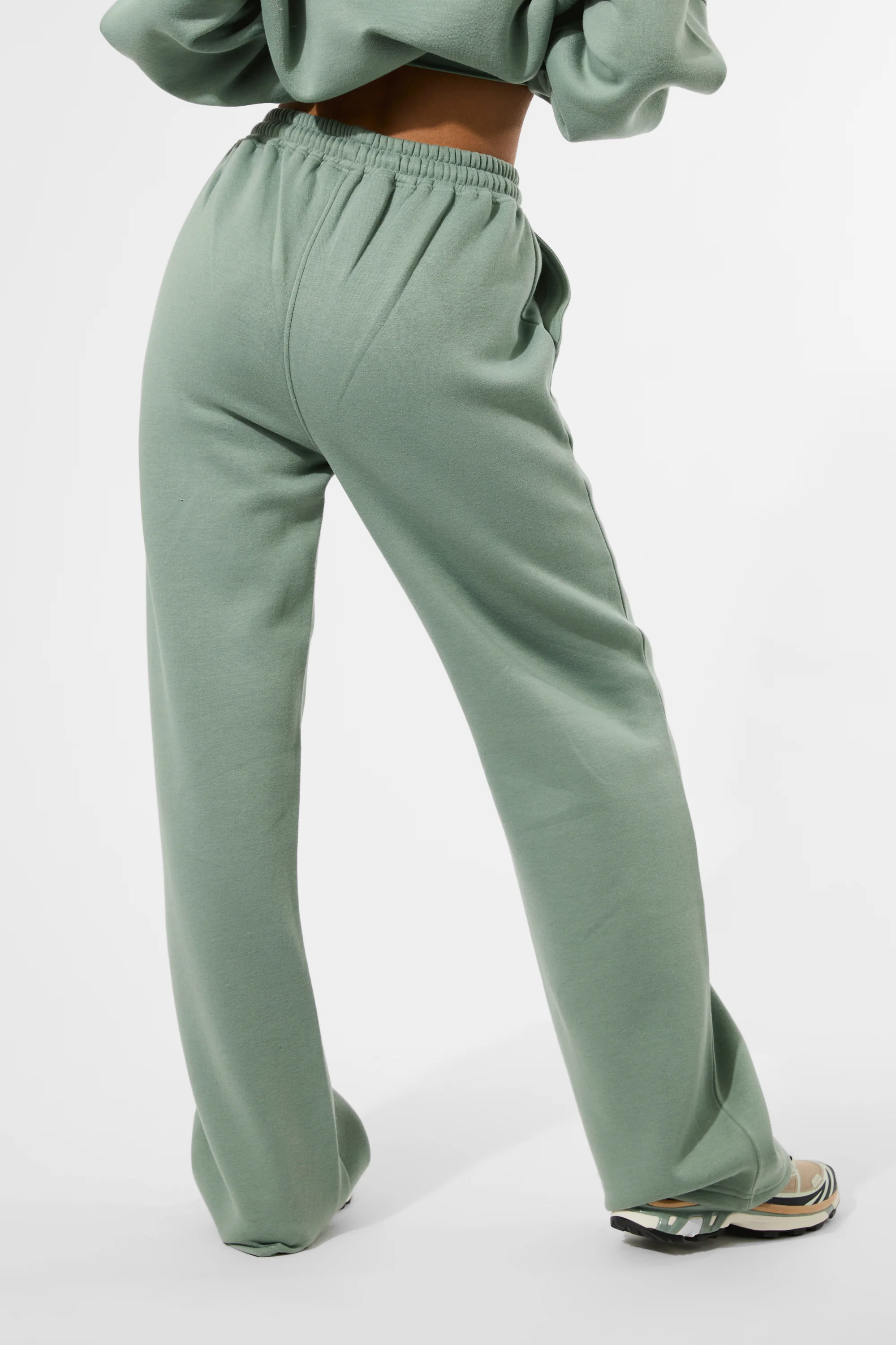 Kaiia Logo Wide Leg Joggers Green Tea - Image 3