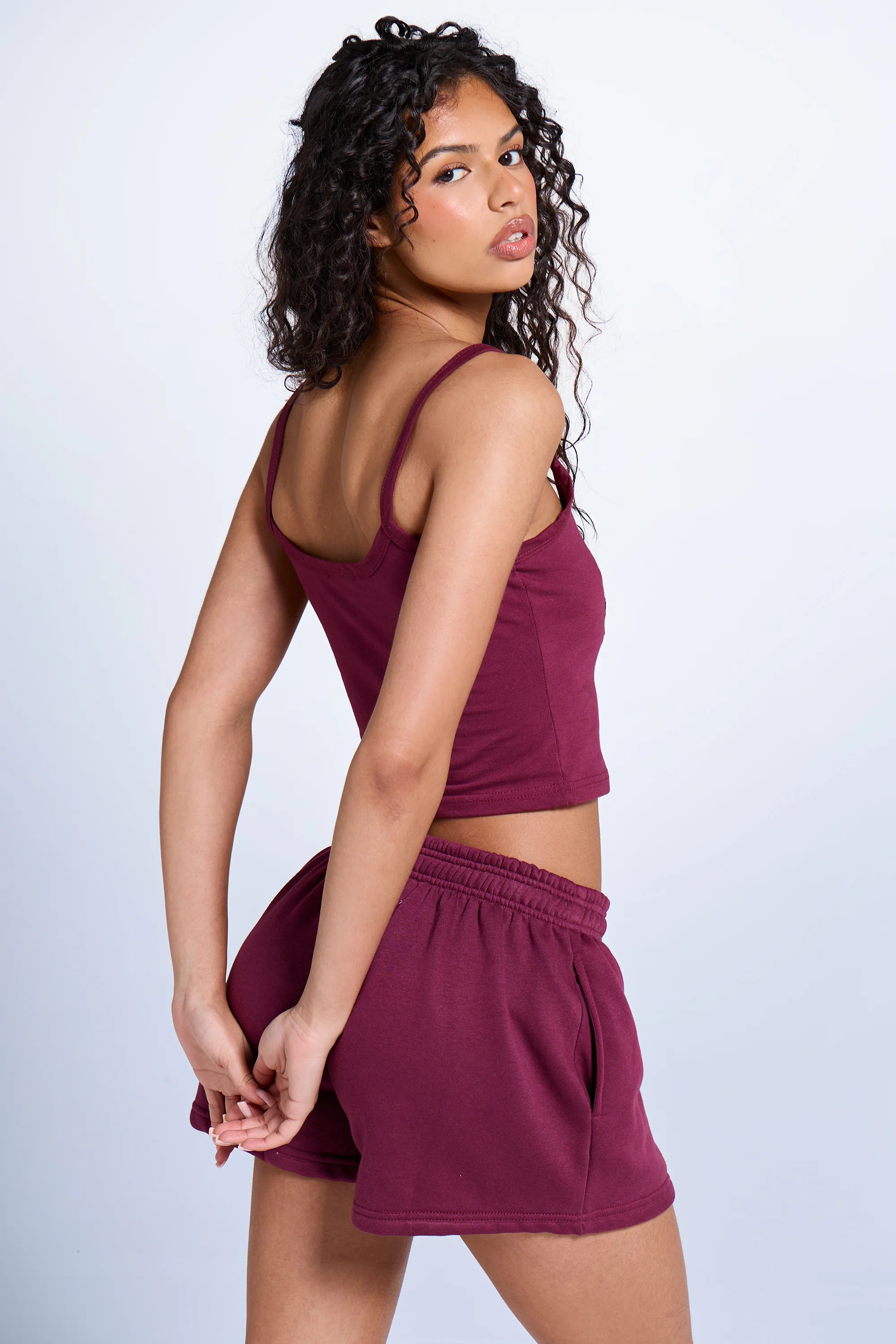 Kaiia Logo Cami Top Deep Burgundy - Image 4
