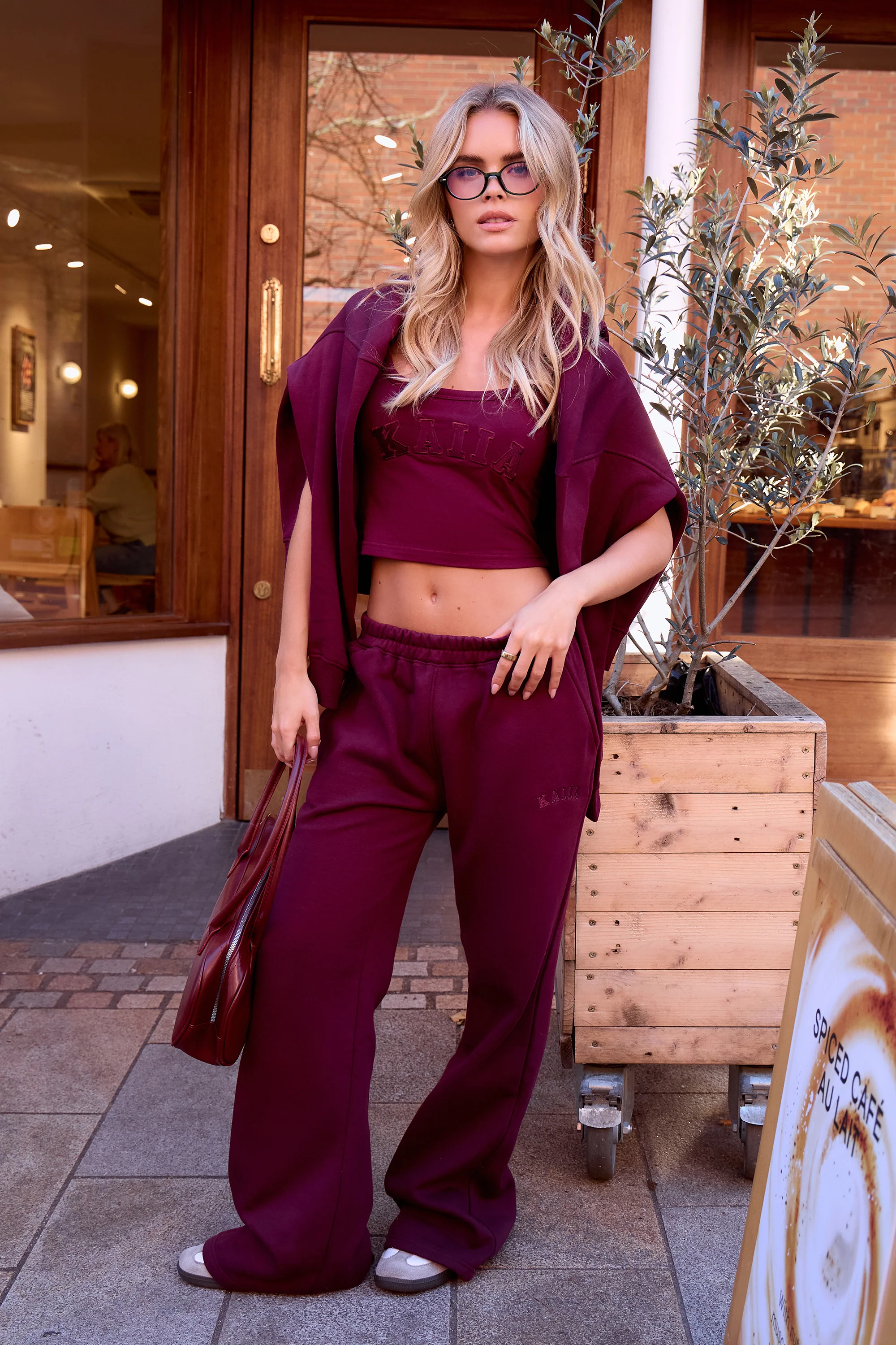 Kaiia Logo Cami Top Deep Burgundy - Image 6