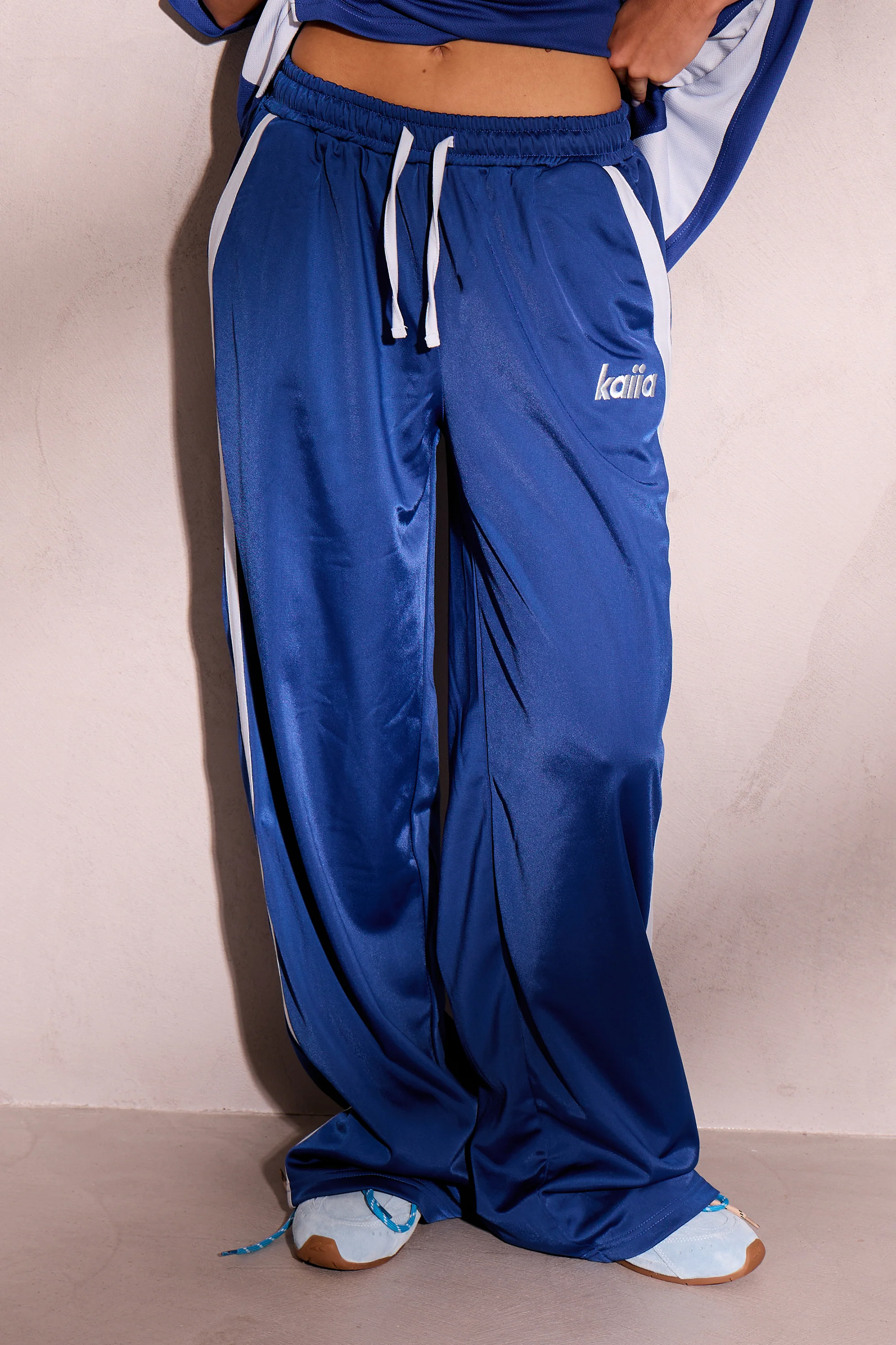 Kaiia Embroidered Tricot Joggers Victory Blue & Dusty Blue - Image 3