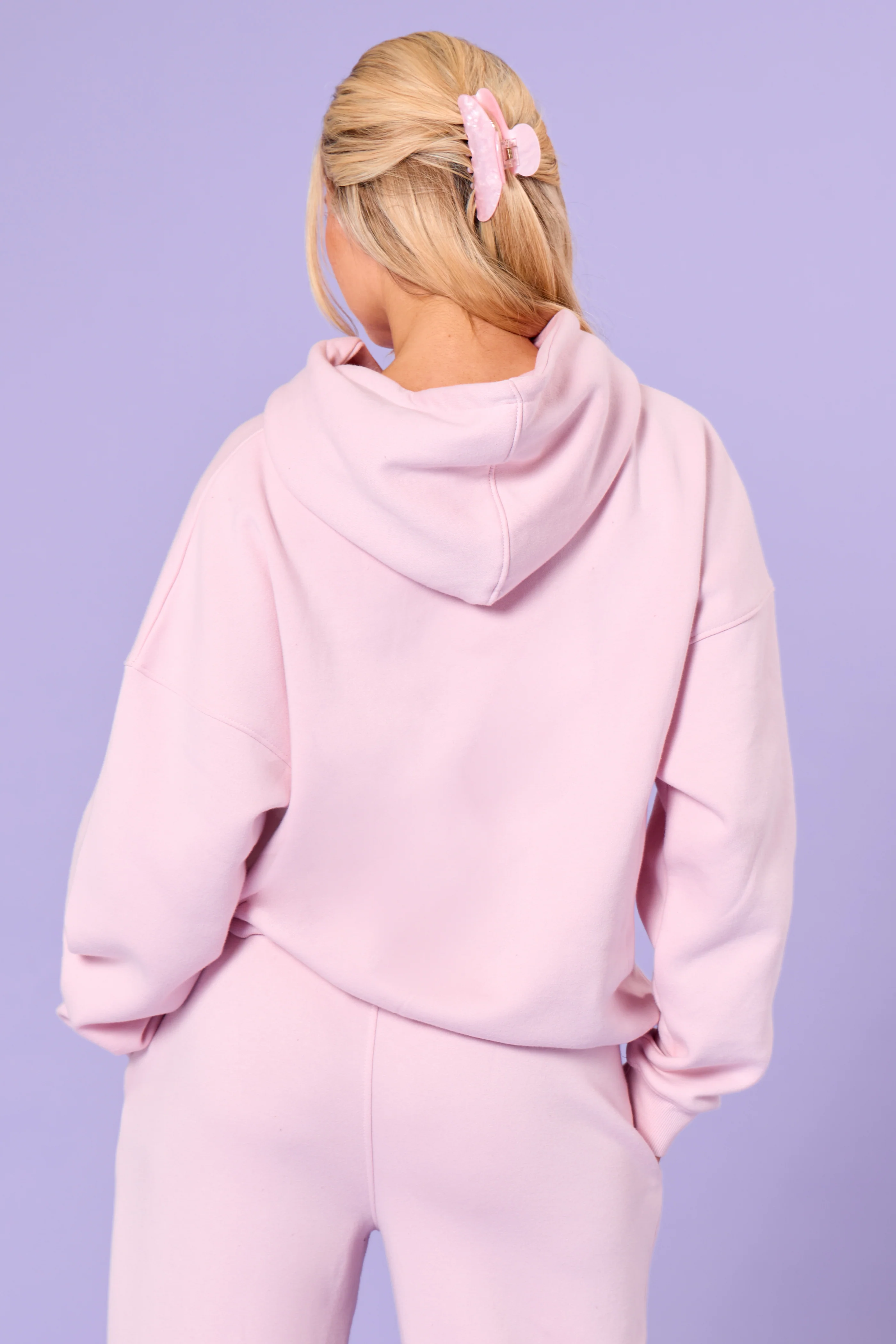 Kaiia Essentials Slogan Oversized Hoodie Pink Chai & Bitter Chocolate - Image 3