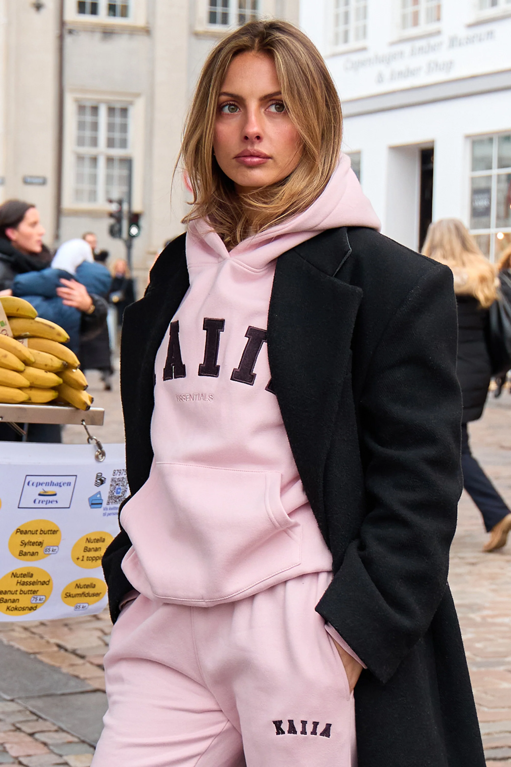 Kaiia Essentials Slogan Oversized Hoodie Pink Chai & Bitter Chocolate - Image 6