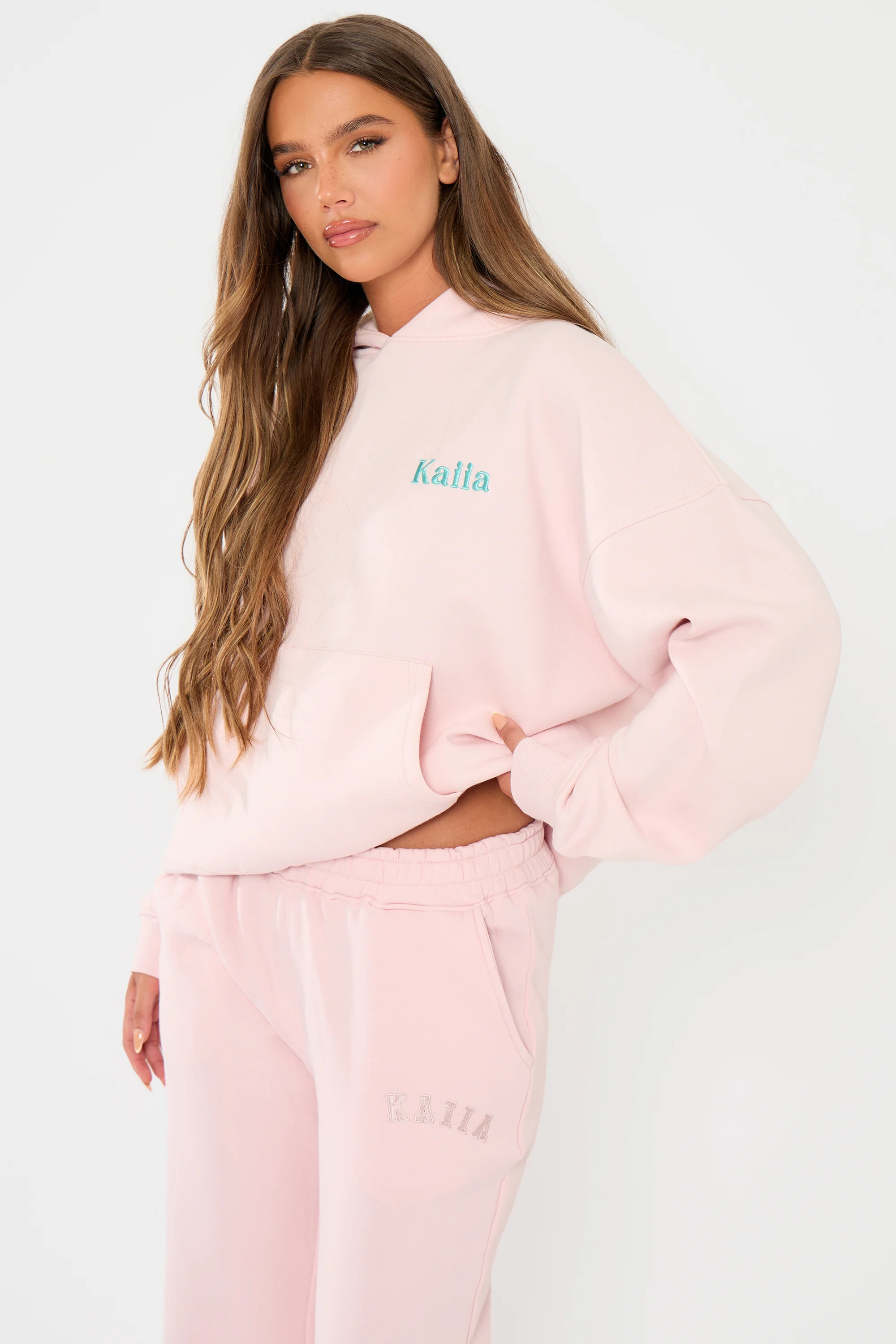Kaiia Girly Back Graphic Oversized Hoodie Pink Chai - Image 3