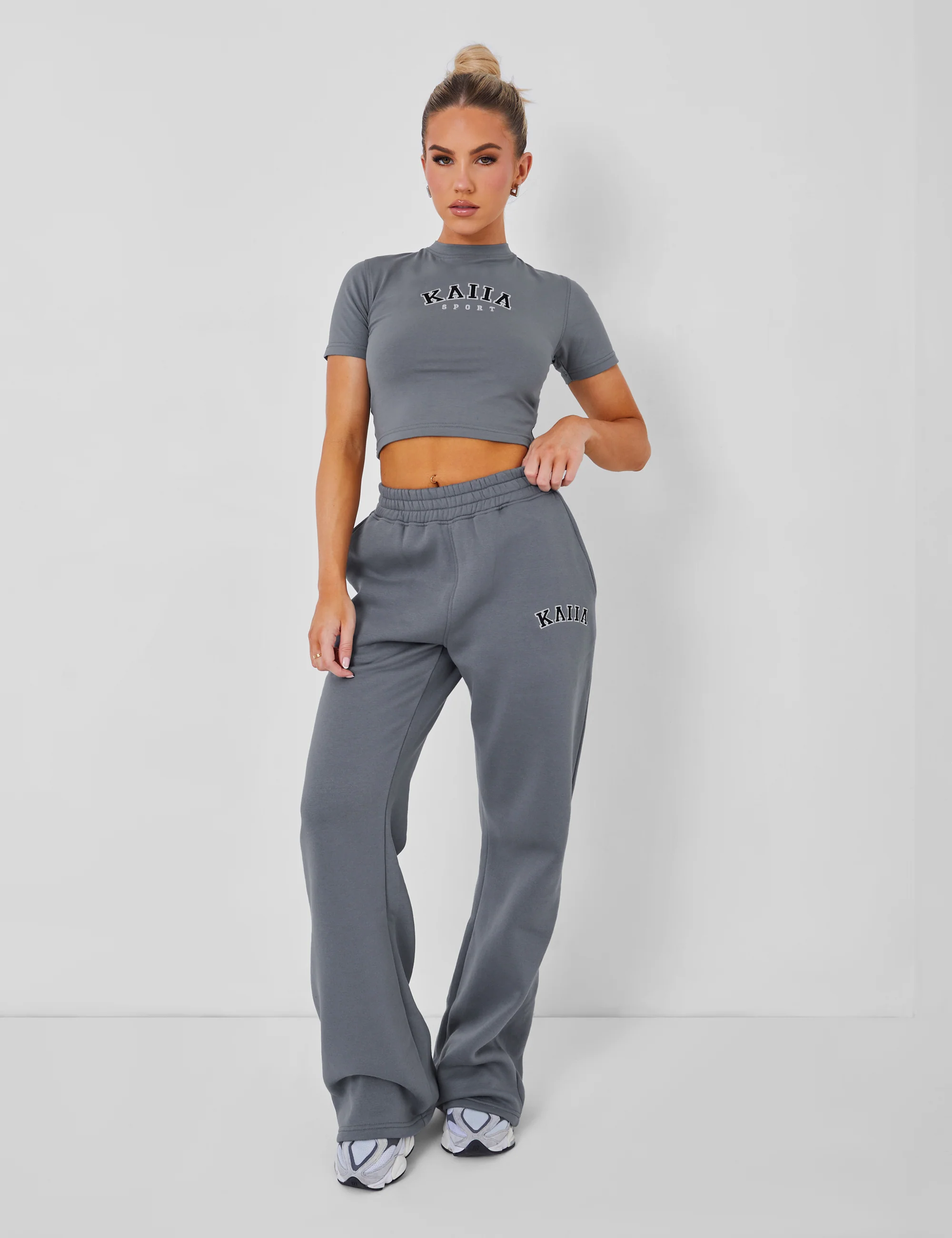 Kaiia Sport Baby Tee Charcoal Grey - Image 6