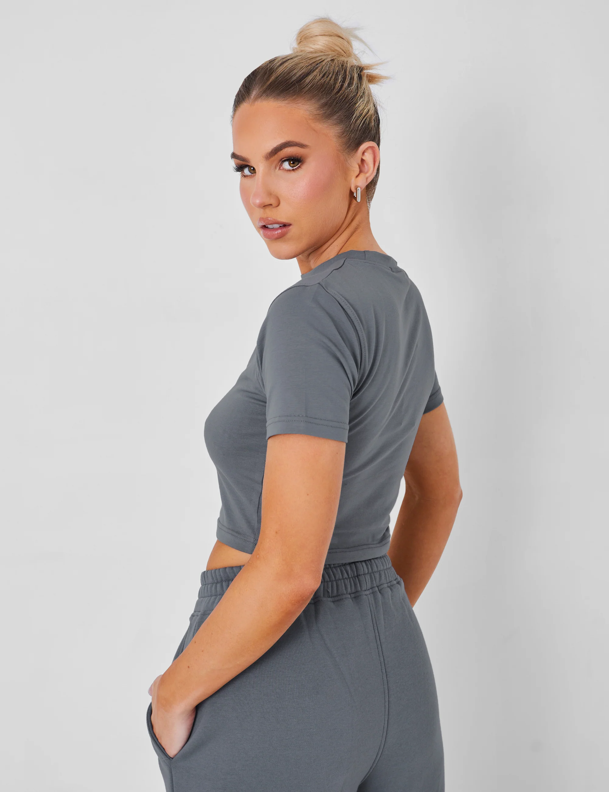 Kaiia Sport Baby Tee Charcoal Grey - Image 7