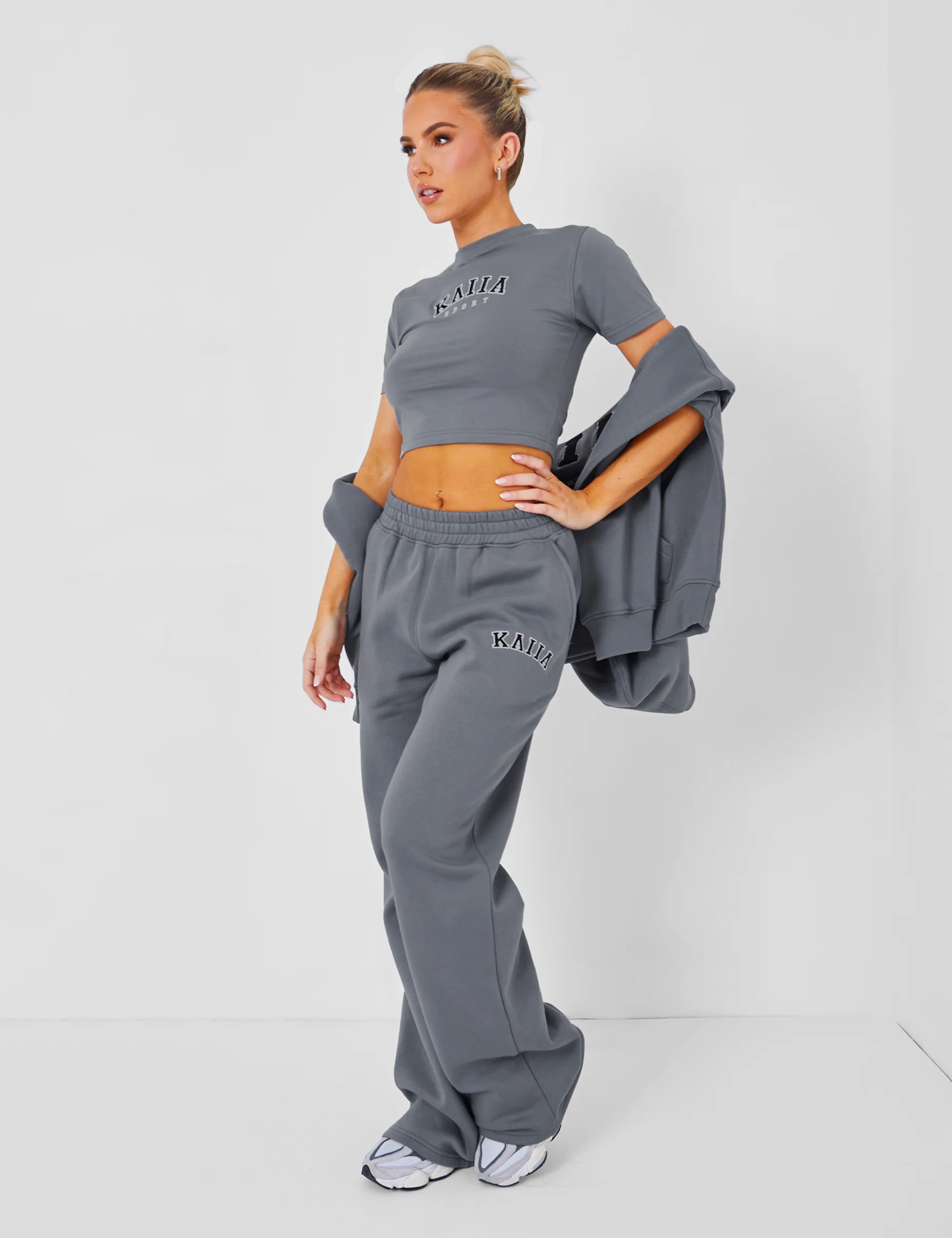 Kaiia Sport Baby Tee Charcoal Grey - Image 8