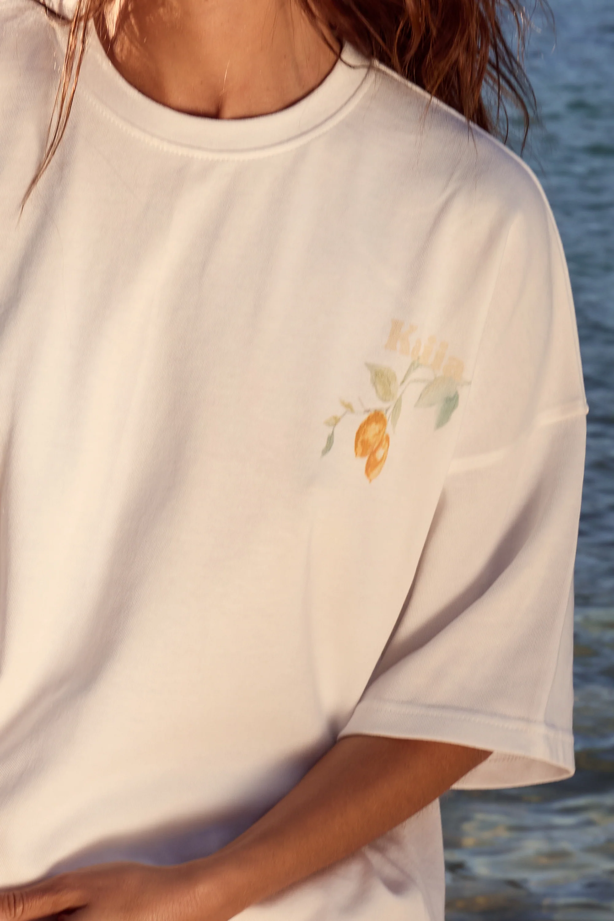 Kaiia Lemon Graphic Oversized T-shirt White - Image 2