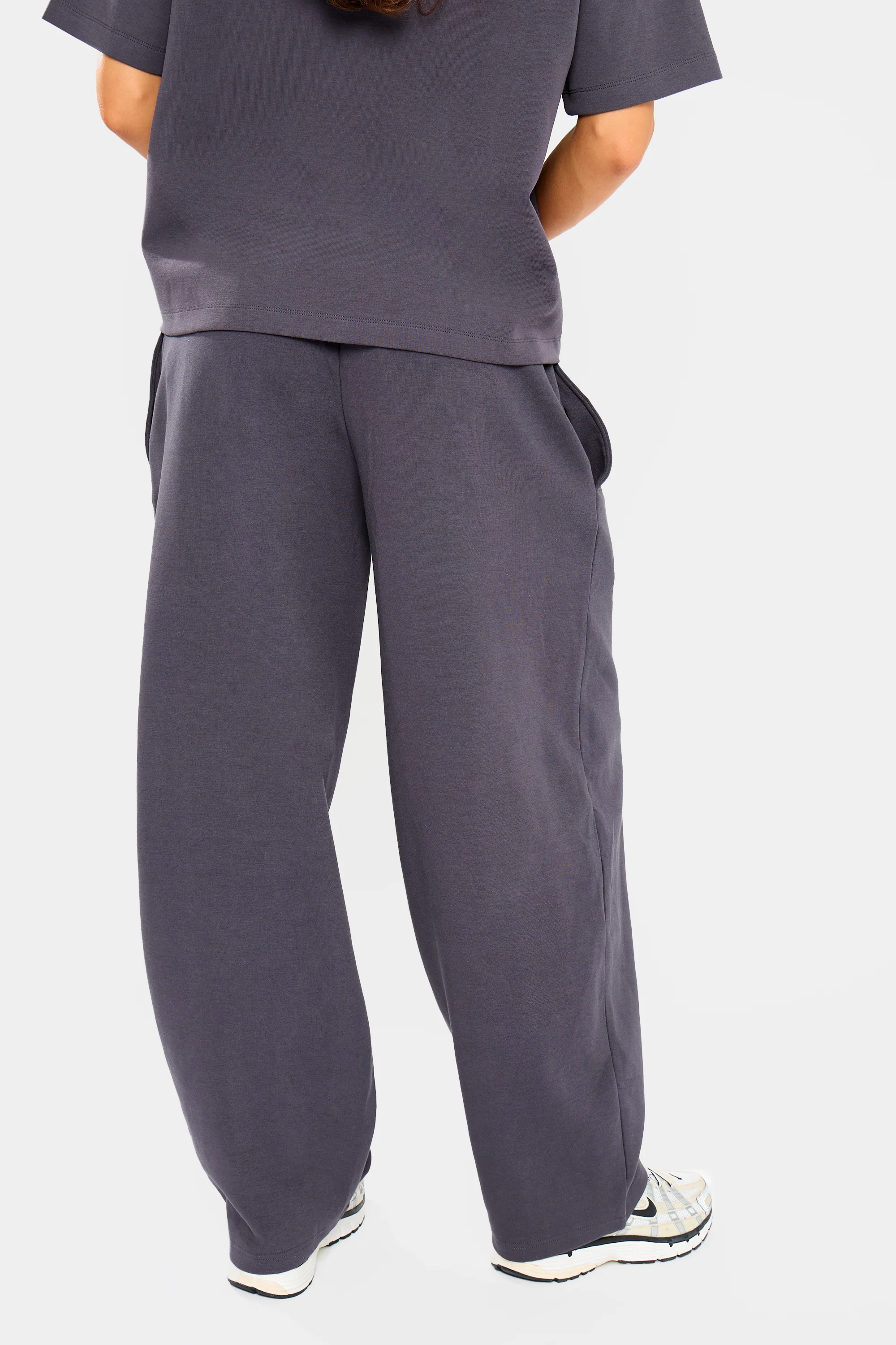 Kaiia Interlock Barrel Leg Joggers Midnight Charcoal - Image 4
