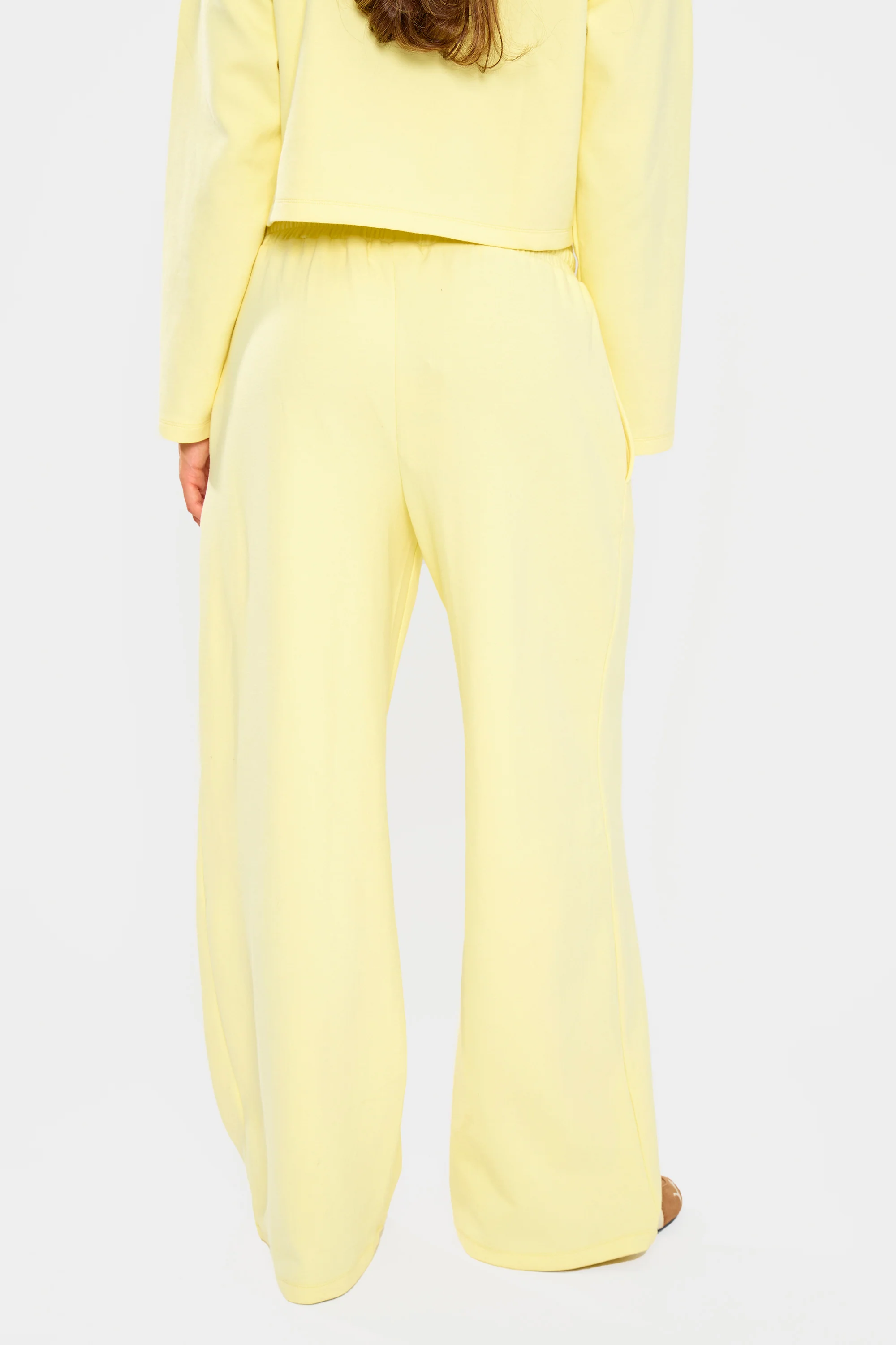 Kaiia Label Logo Premium Interlock Wide Leg Joggers Yellow - Image 3