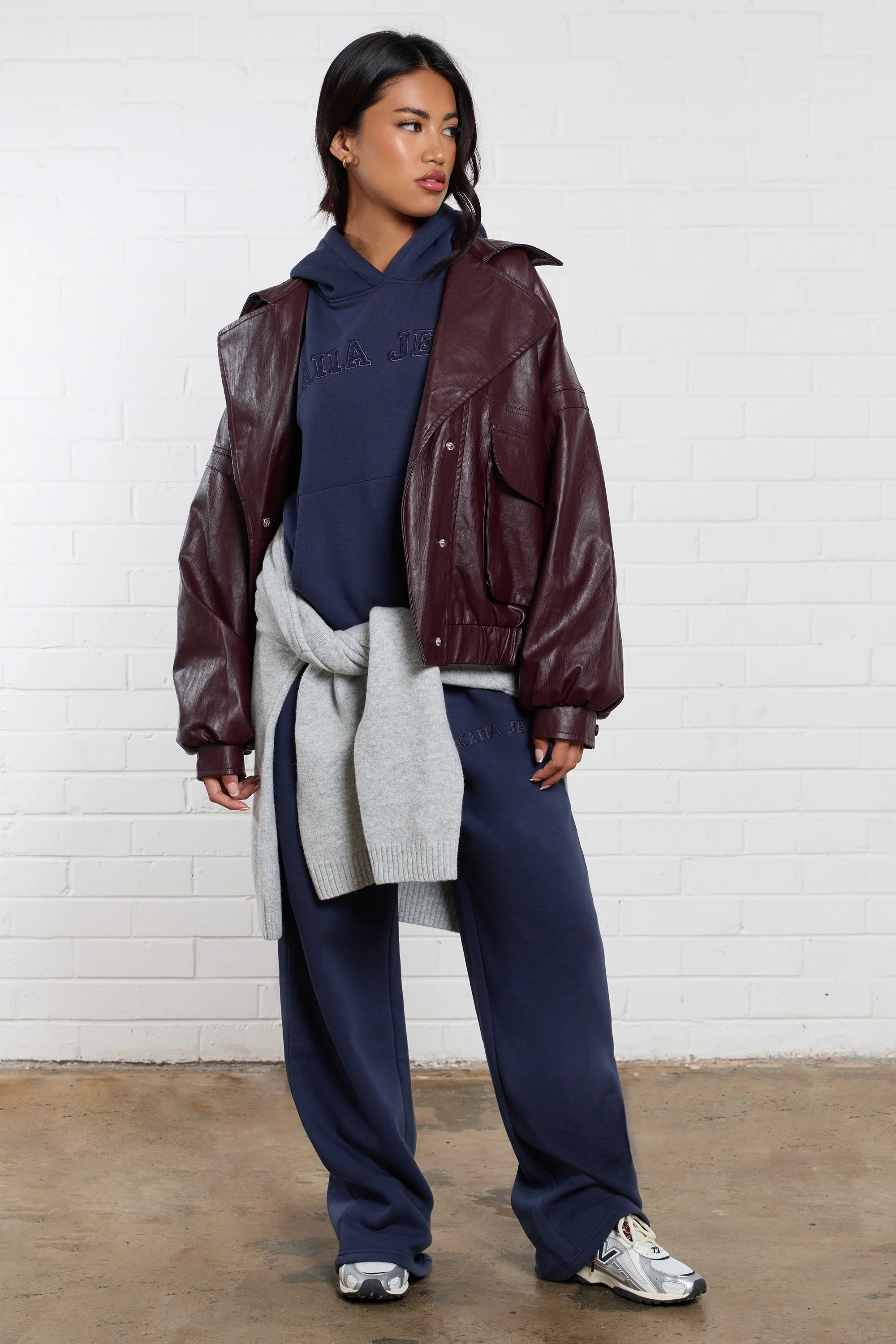 Kaiia Jeans Applique Oversized Hoodie Indigo - Image 2