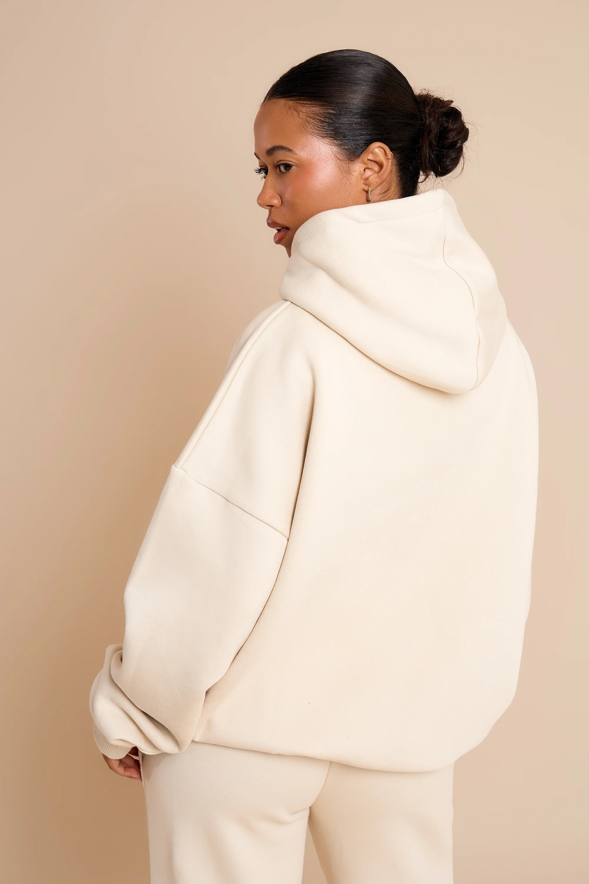 Kaiia Jeans Embossed Oversized Hoodie Limestone - Image 4