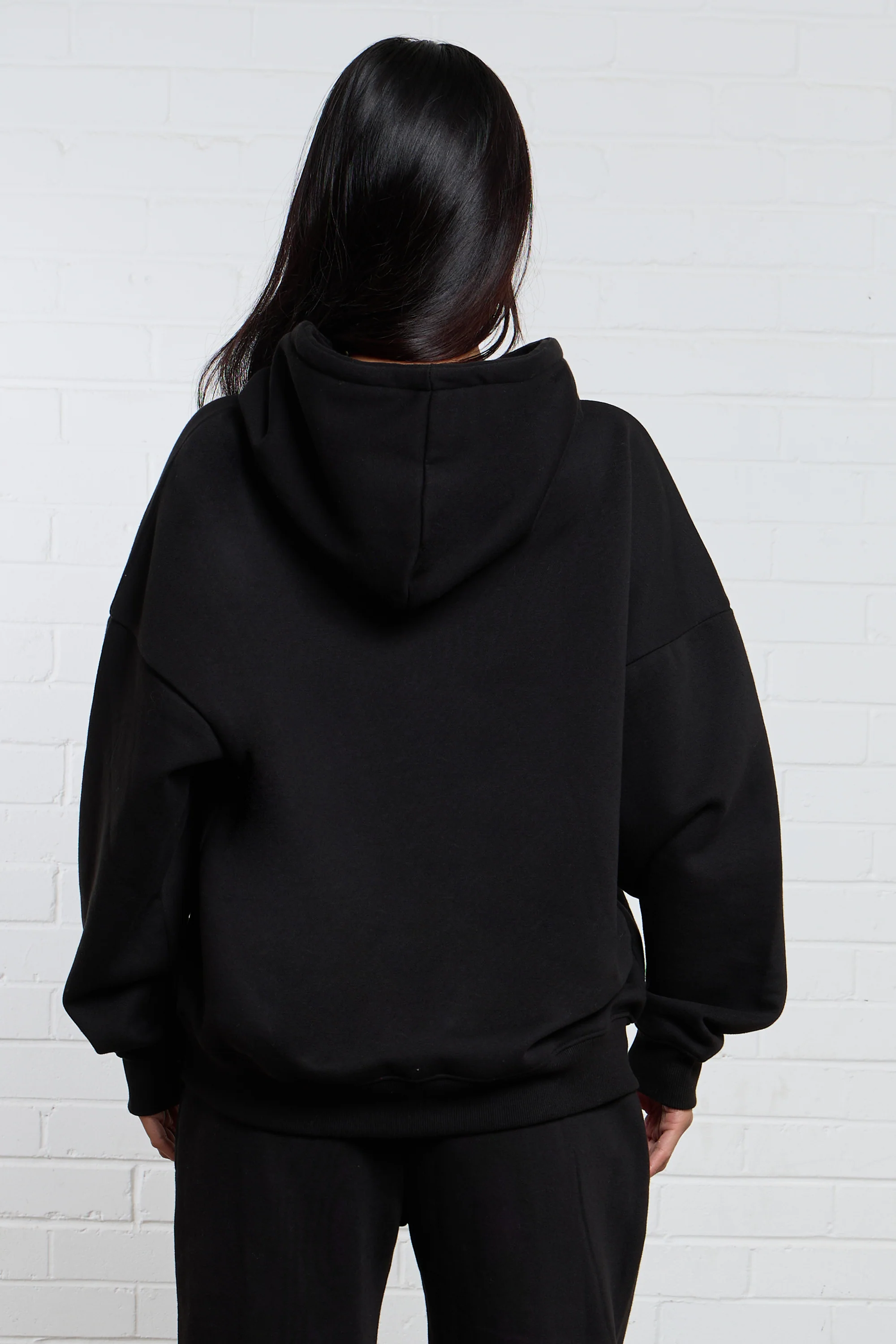 Kaiia Jeans Embossed Oversized Hoodie Black - Image 3