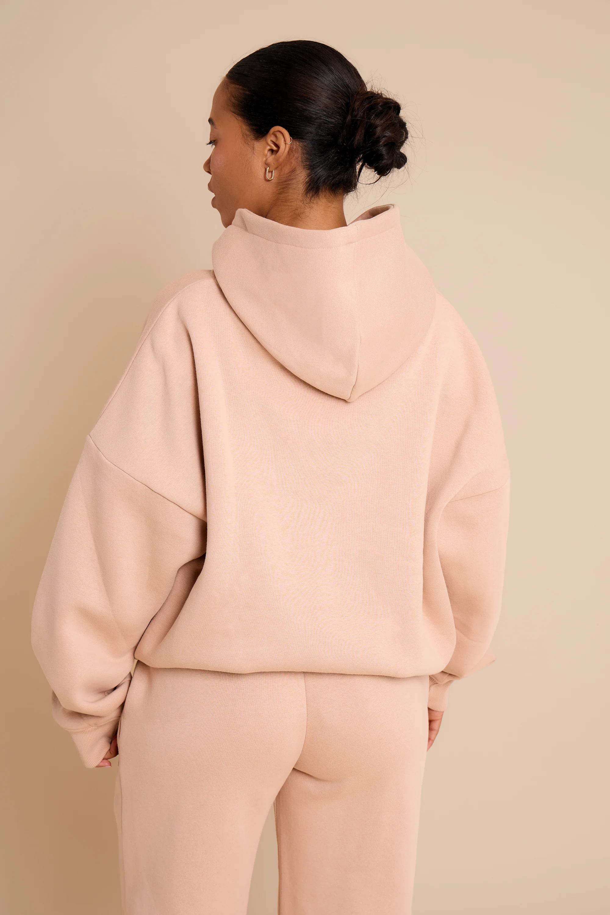 Kaiia Jeans Embossed Oversized Hoodie Clay Pink - Image 4