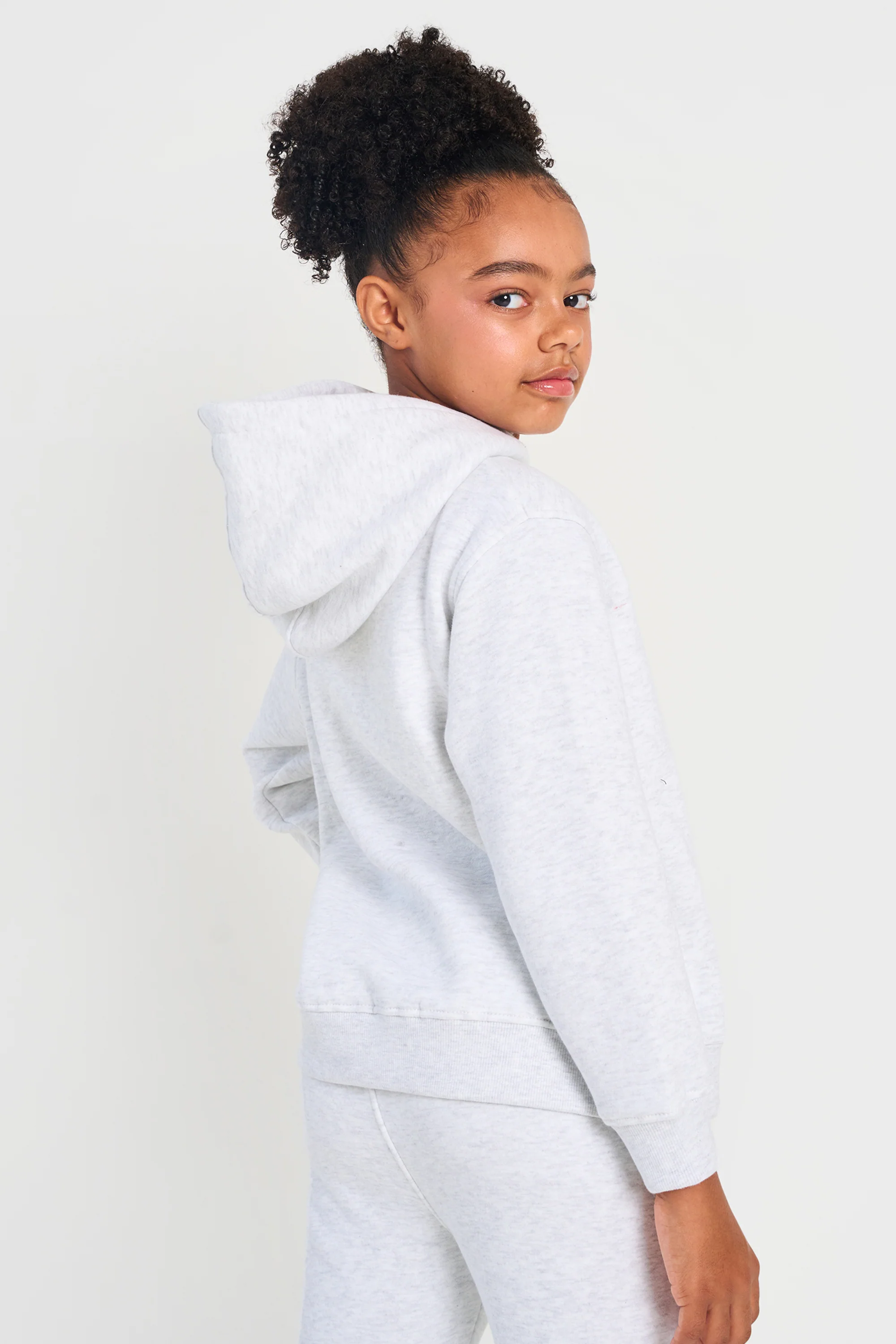Kaiia Kids Hoodie Light Grey Marl & Navy - Image 3
