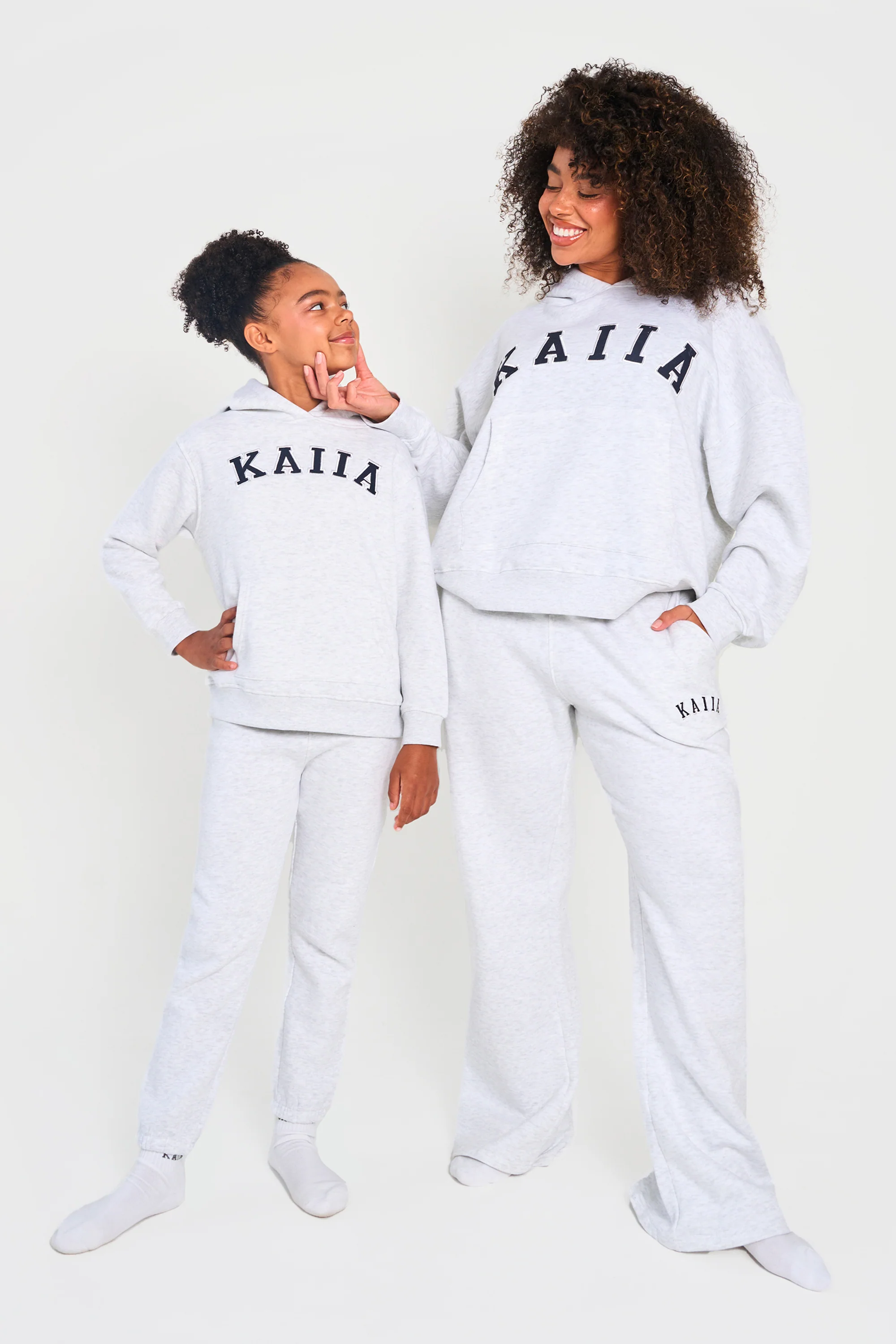 Kaiia Kids Hoodie Light Grey Marl & Navy - Image 4