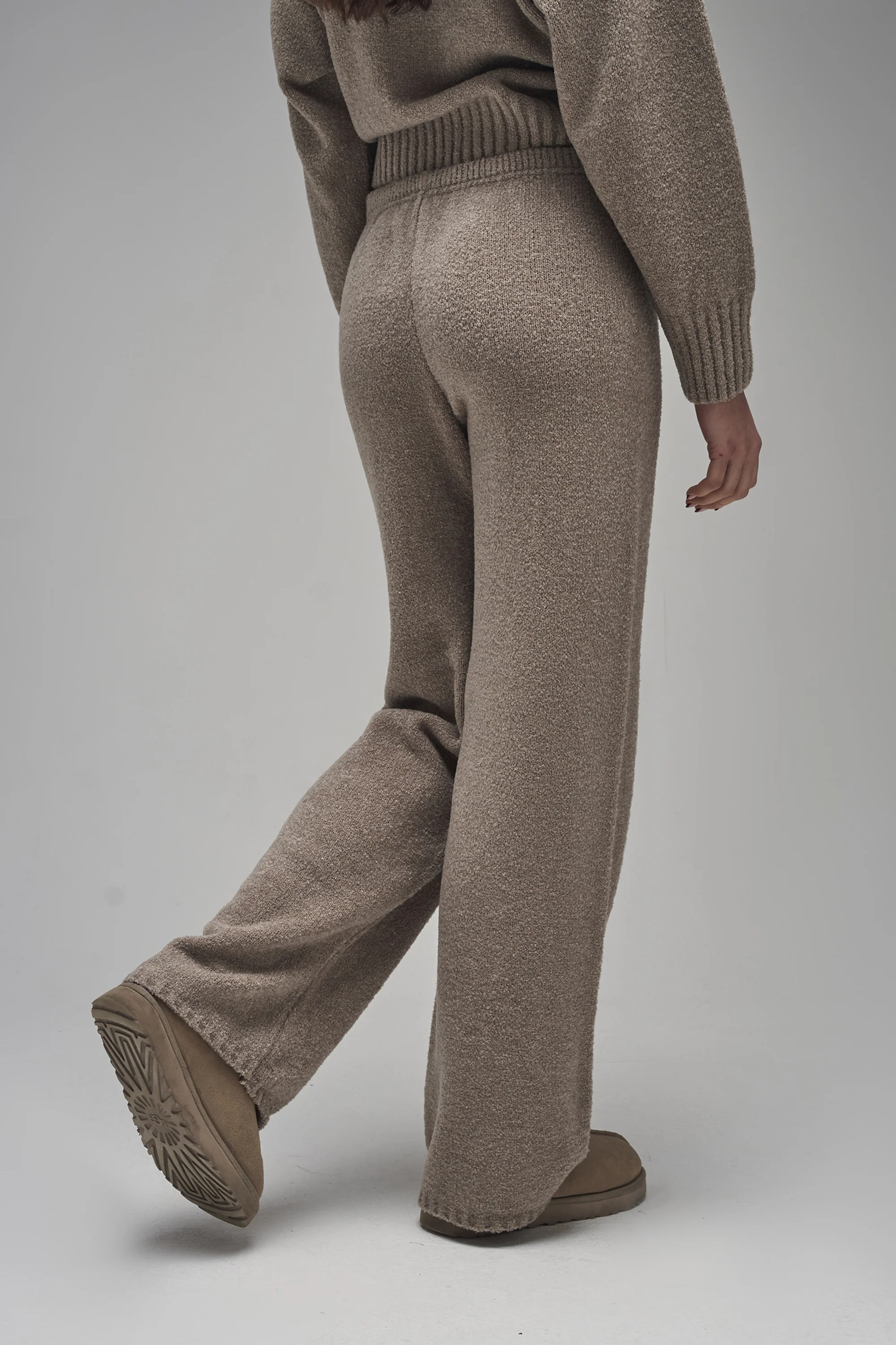 Kaiia Knit Wide Leg Trousers Taupe - Image 4