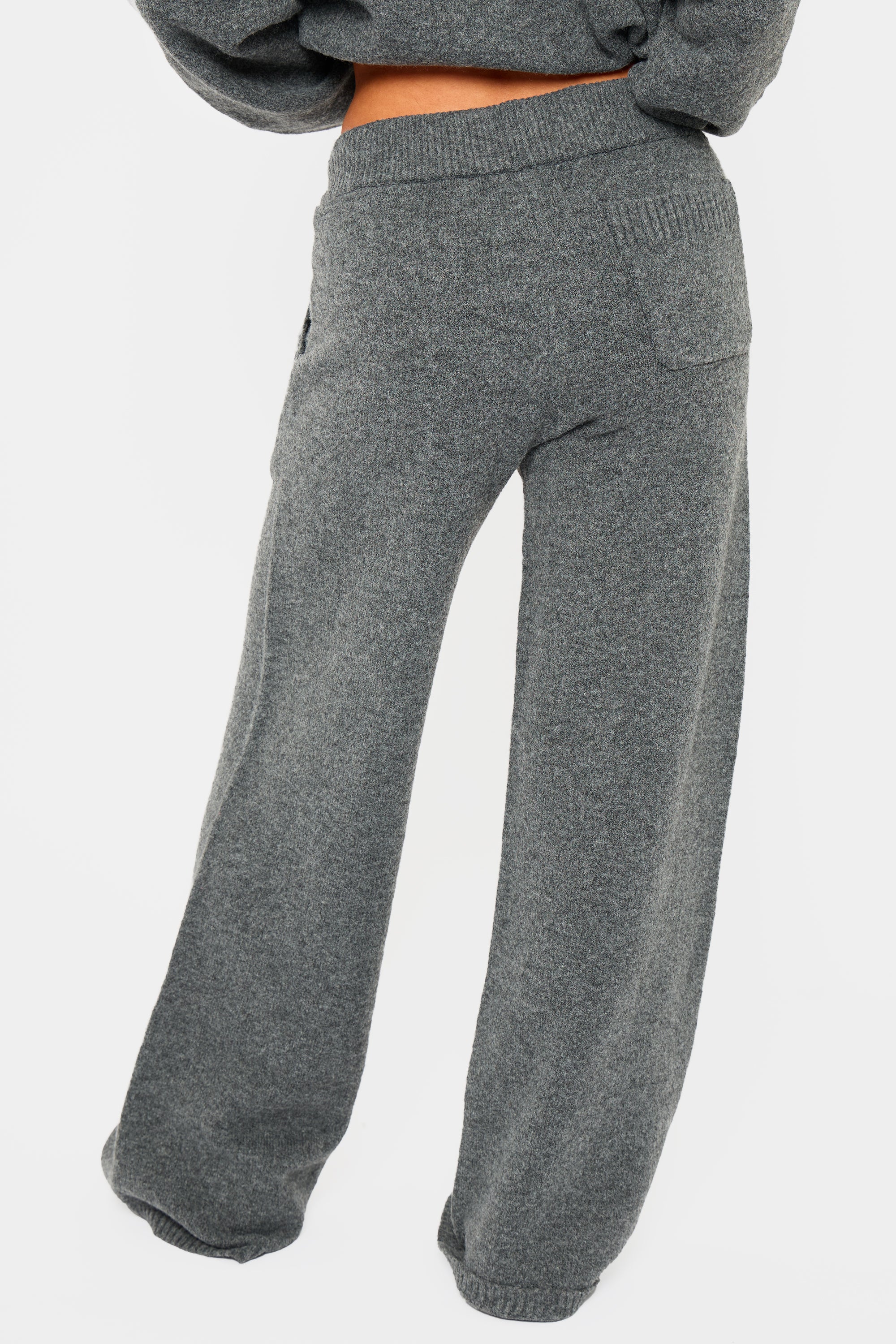 Kaiia Knit Wide Leg Trousers Charcoal - Image 4