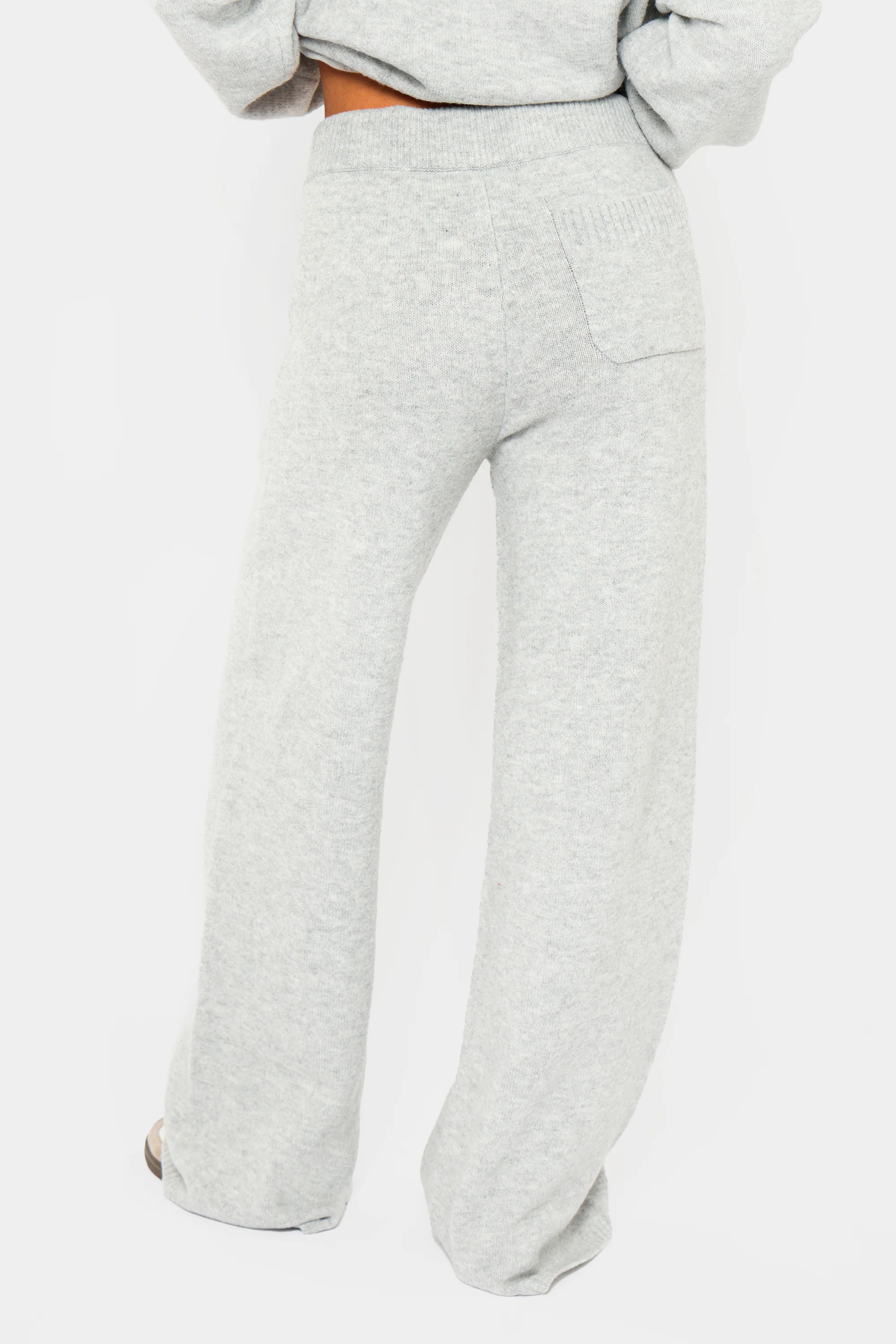 Kaiia Knit Wide Leg Trousers Grey Marl - Image 4