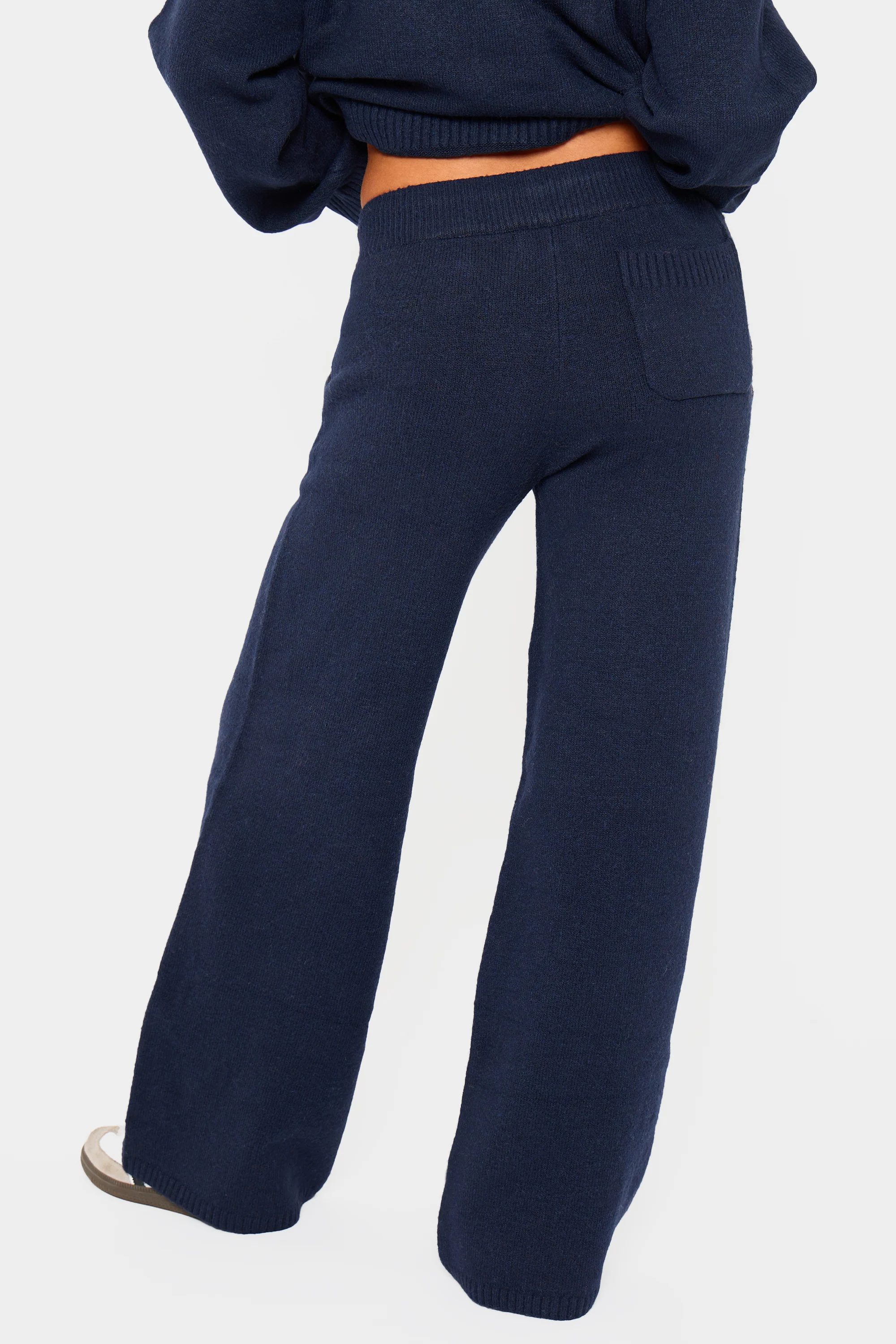 Kaiia Knit Wide Leg Trousers Navy - Image 4