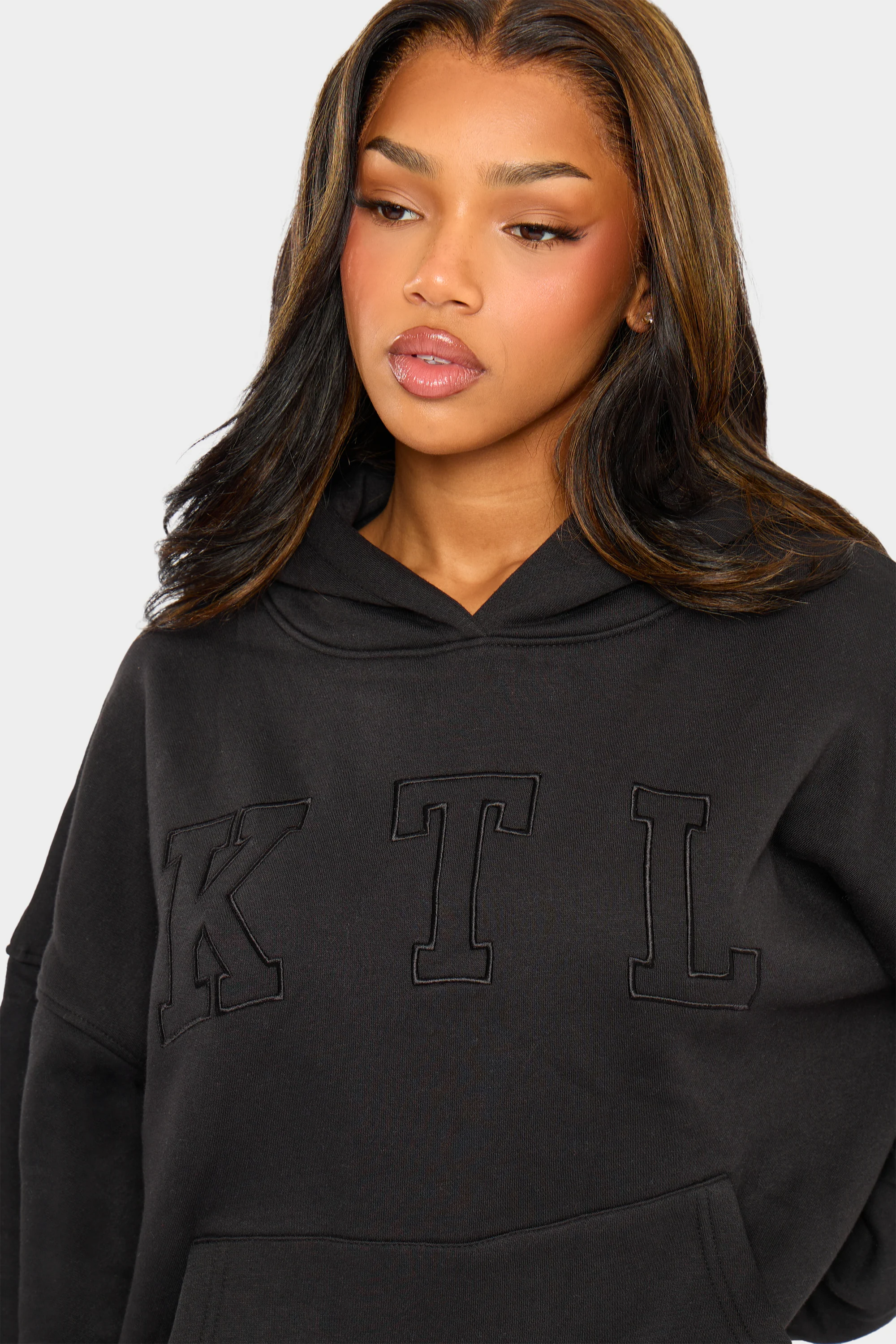 Kaiia KTL Logo Oversized Hoodie Black on Black - Image 2