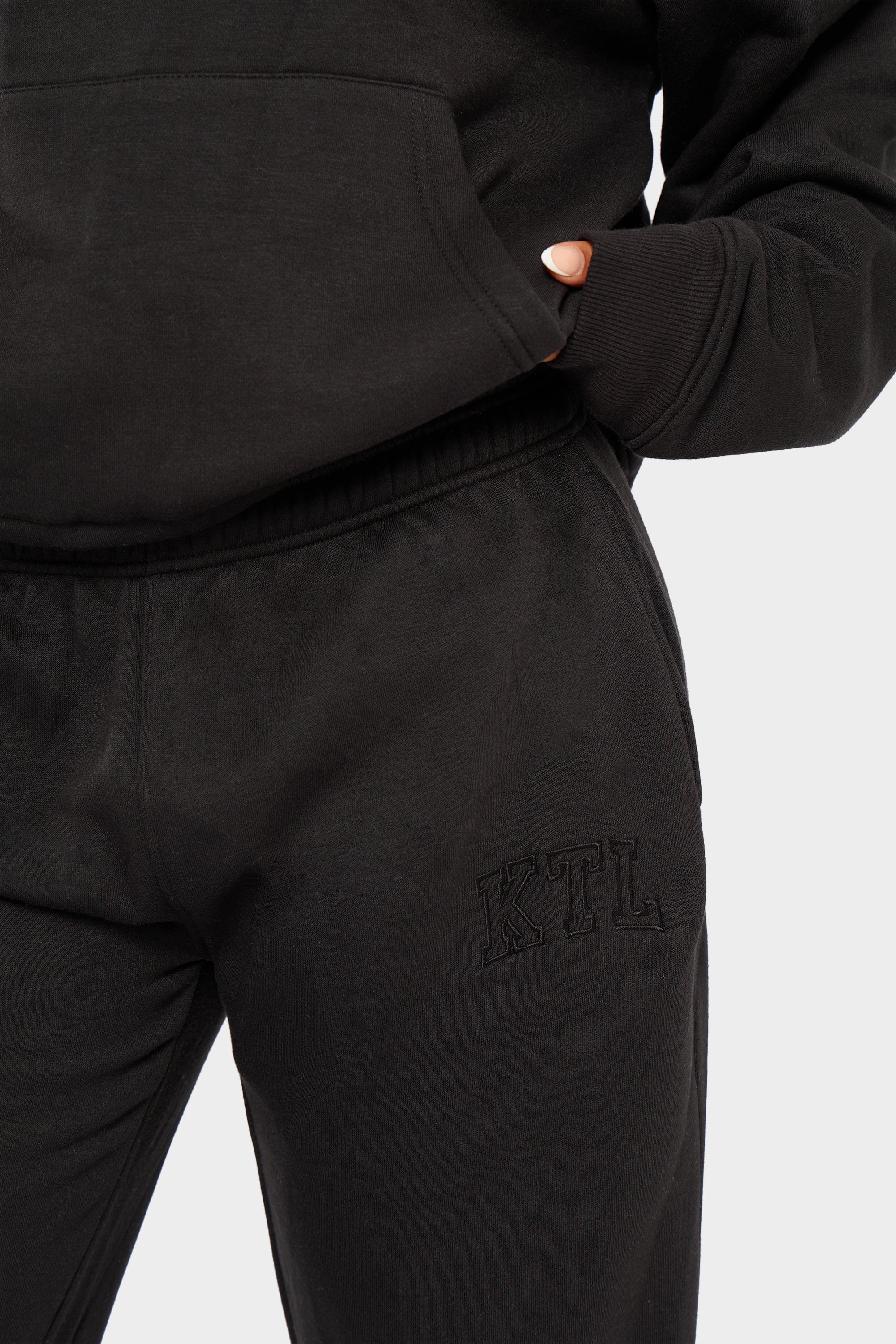 Kaiia KTL Logo Wide Leg Joggers Black on Black - Image 2