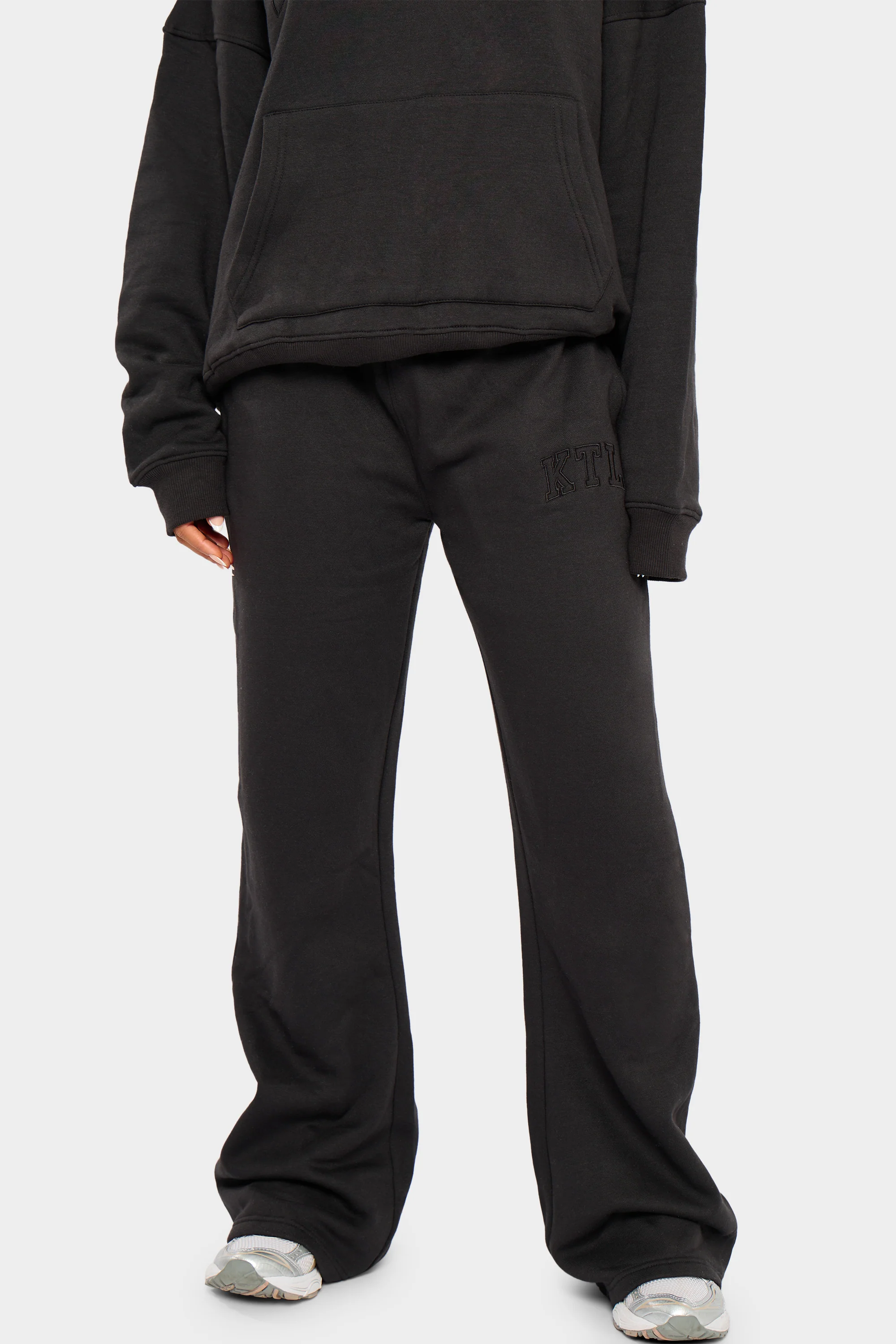 Kaiia KTL Logo Wide Leg Joggers Black on Black - Image 3