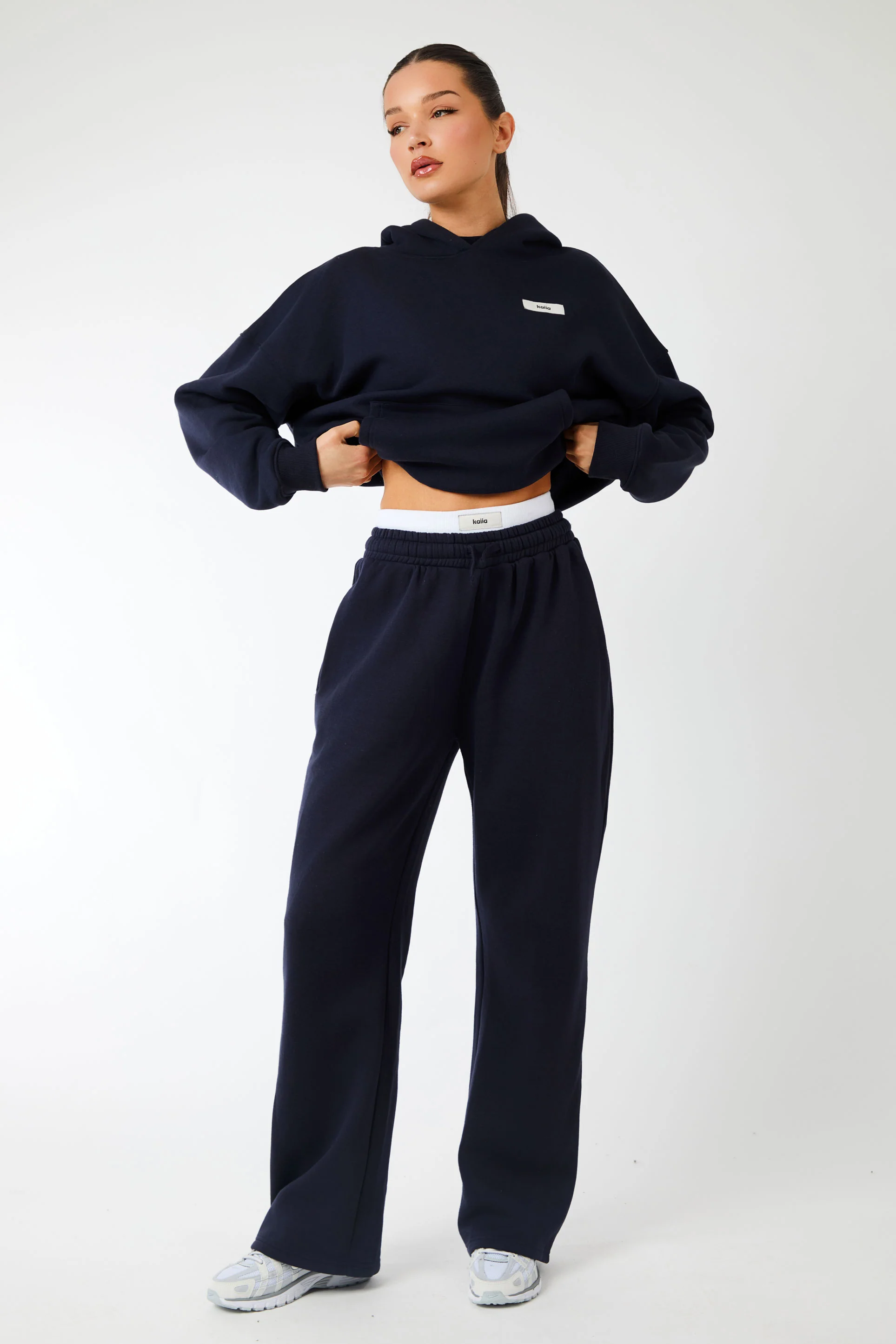 Kaiia Label Logo Oversized Hoodie Navy - Image 4