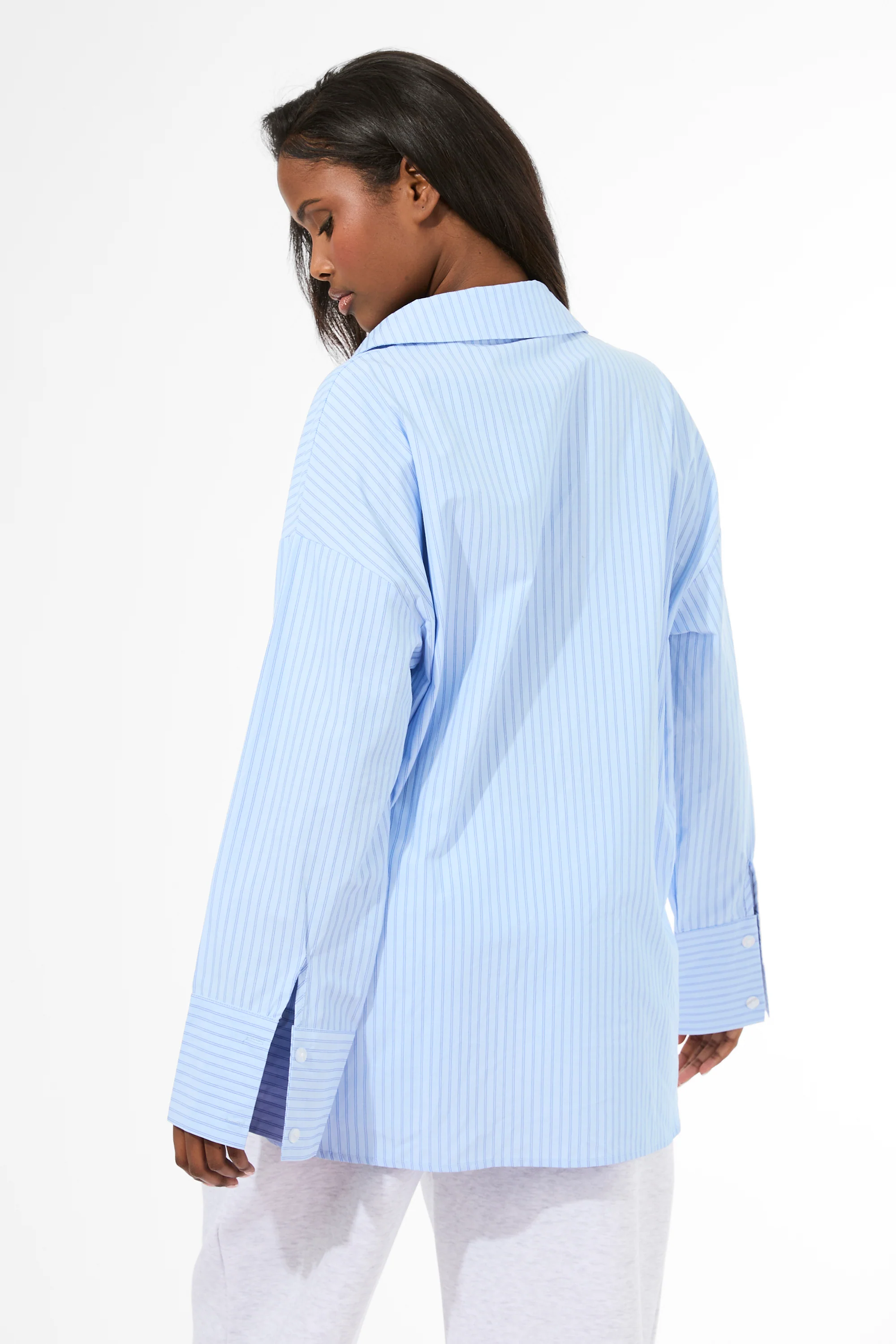 Kaiia Label Logo Oversized Shirt Blue Stripe - Image 8