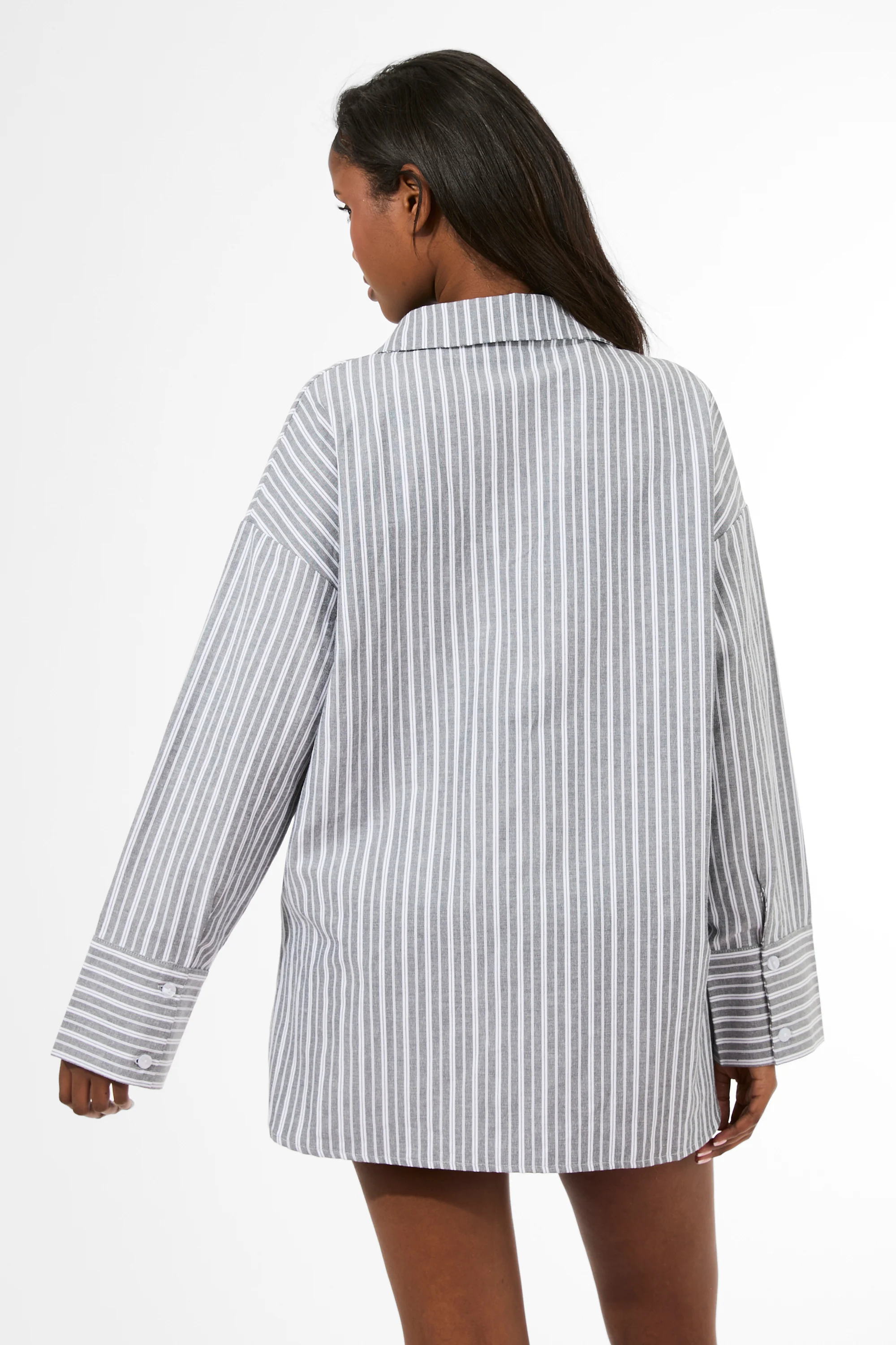 Kaiia Label Logo Oversized Shirt Grey Stripe - Image 8