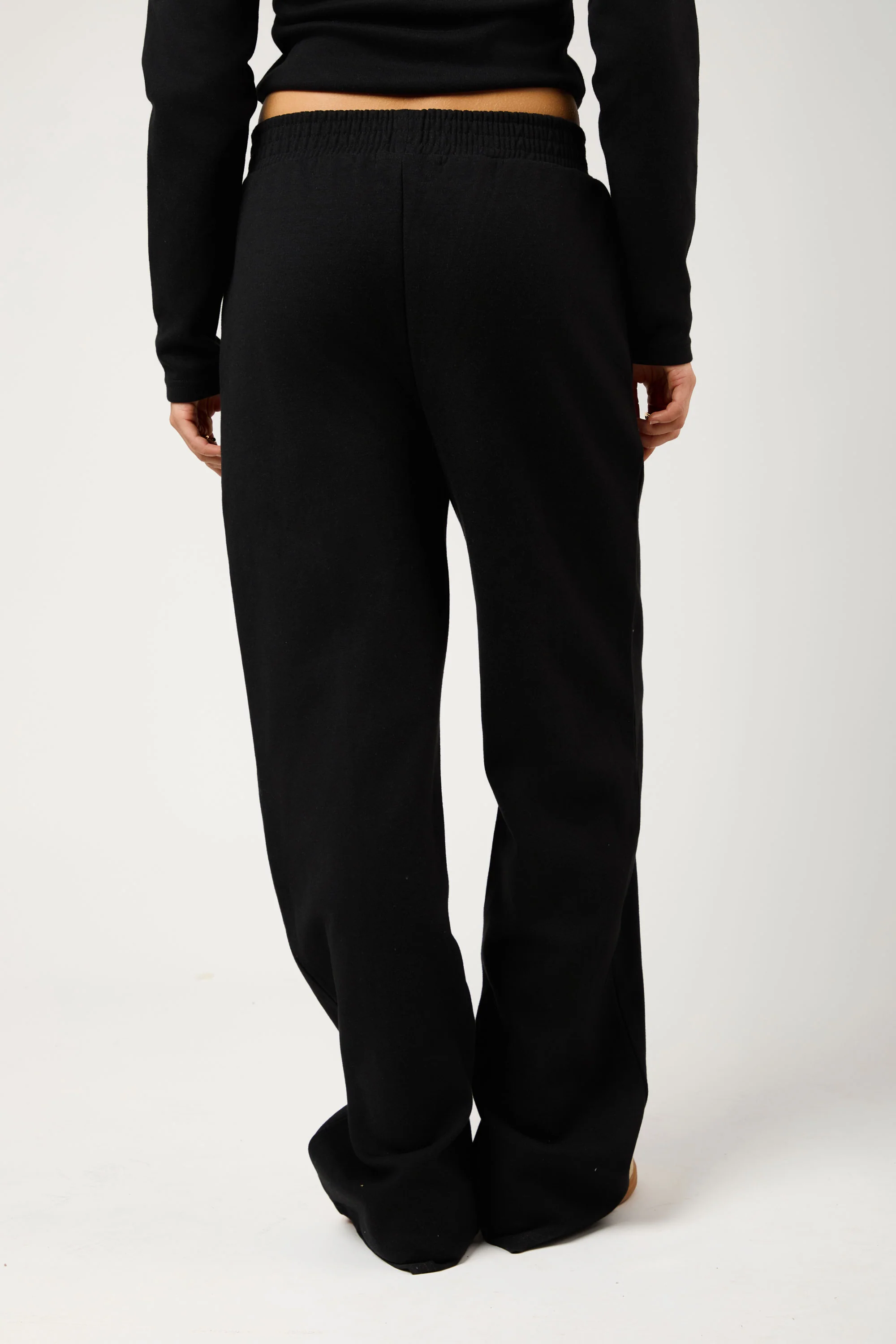 Kaiia Label Logo Premium Interlock Wide Leg Joggers Black - Image 6