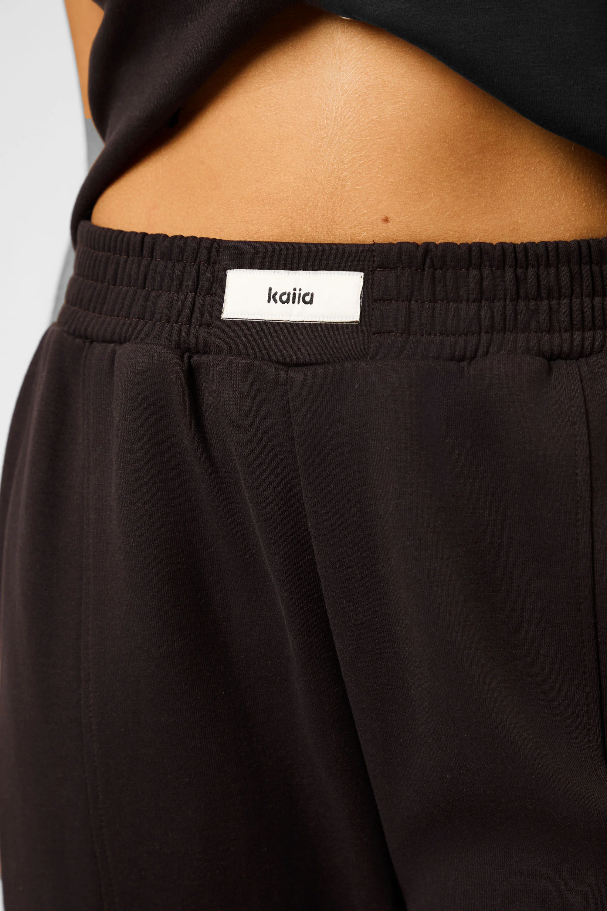Kaiia Label Logo Premium Interlock Wide Leg Joggers Brown - Image 4