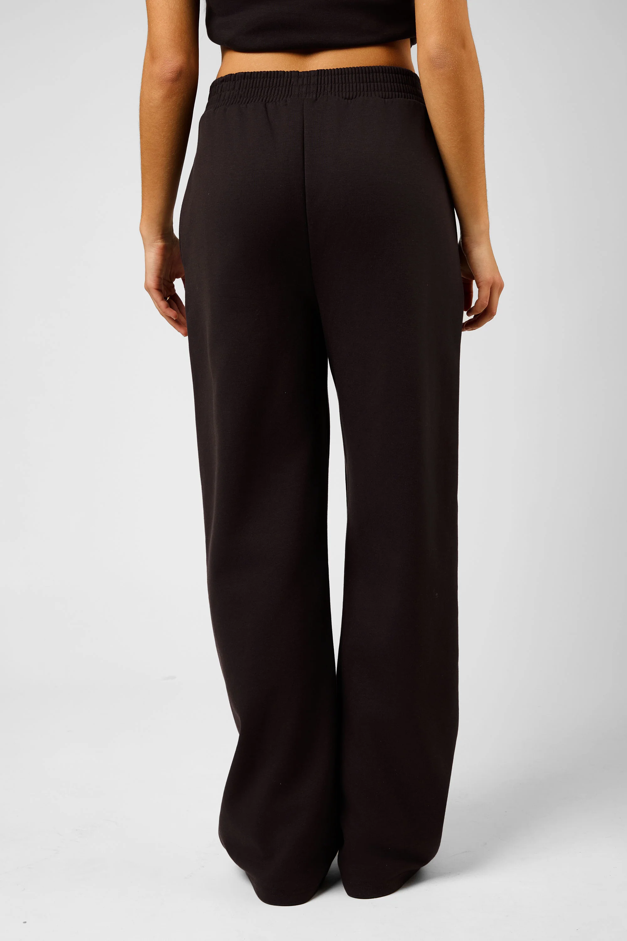 Kaiia Label Logo Premium Interlock Wide Leg Joggers Brown - Image 5