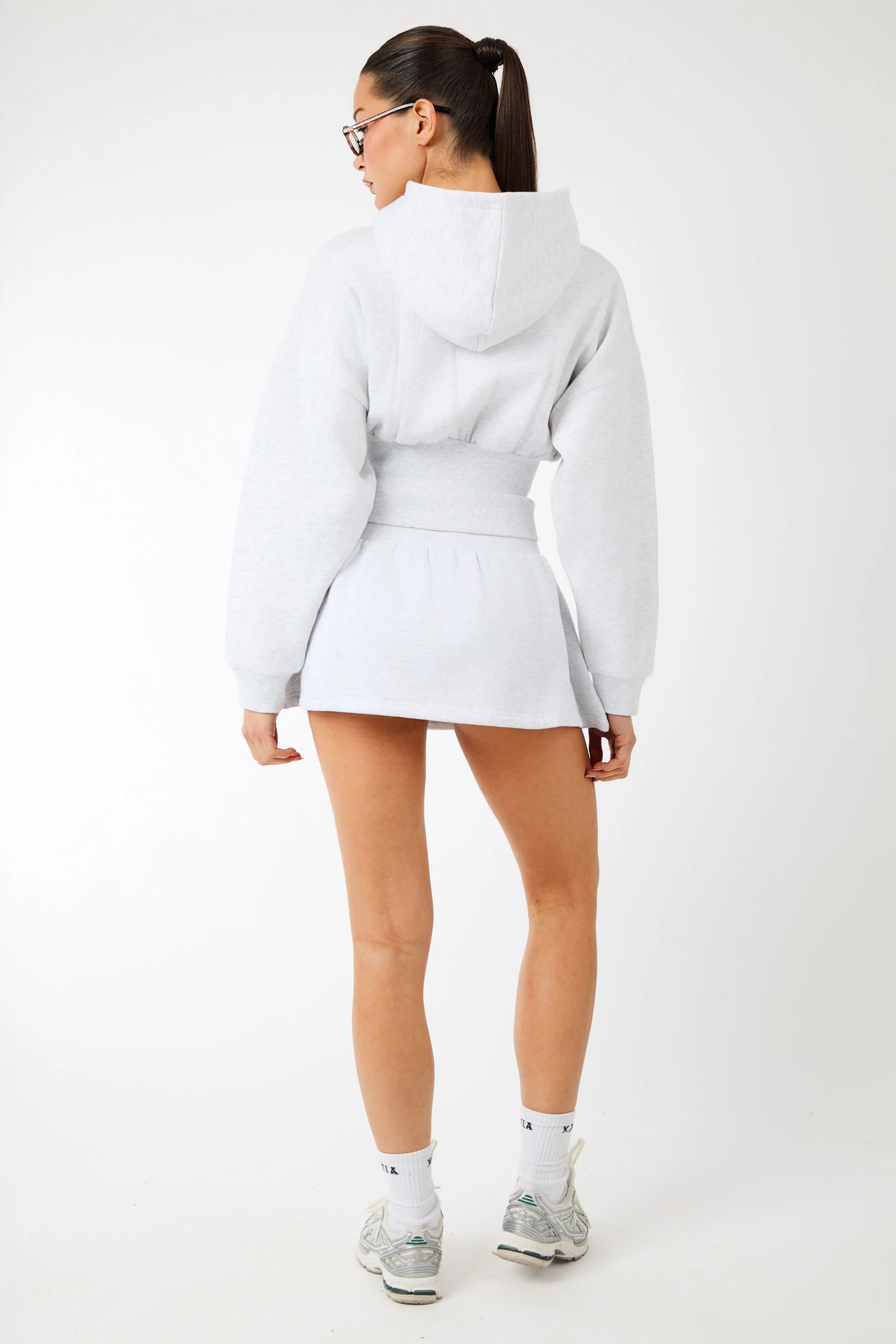 Kaiia Label Logo Mini Sweat Skirt Light Grey Marl - Image 10