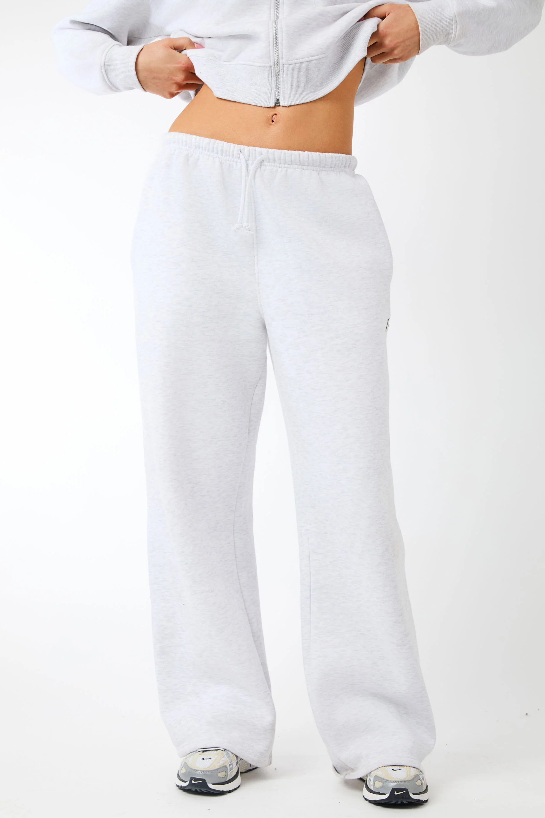 Kaiia Label Logo Wide Leg Joggers Light Grey Marl - Image 4