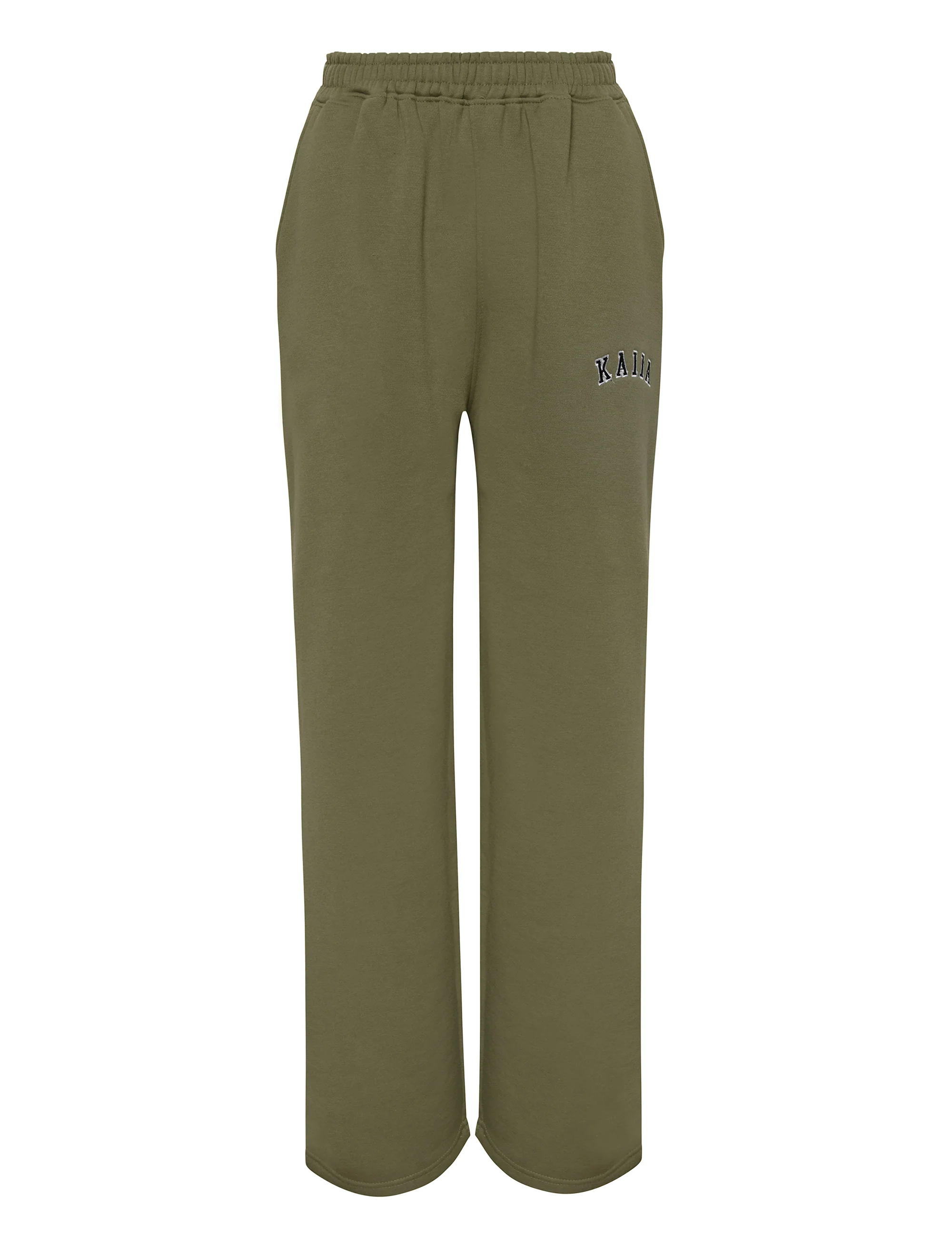 Kaiia Logo Wide Leg Joggers Khaki - Image 5