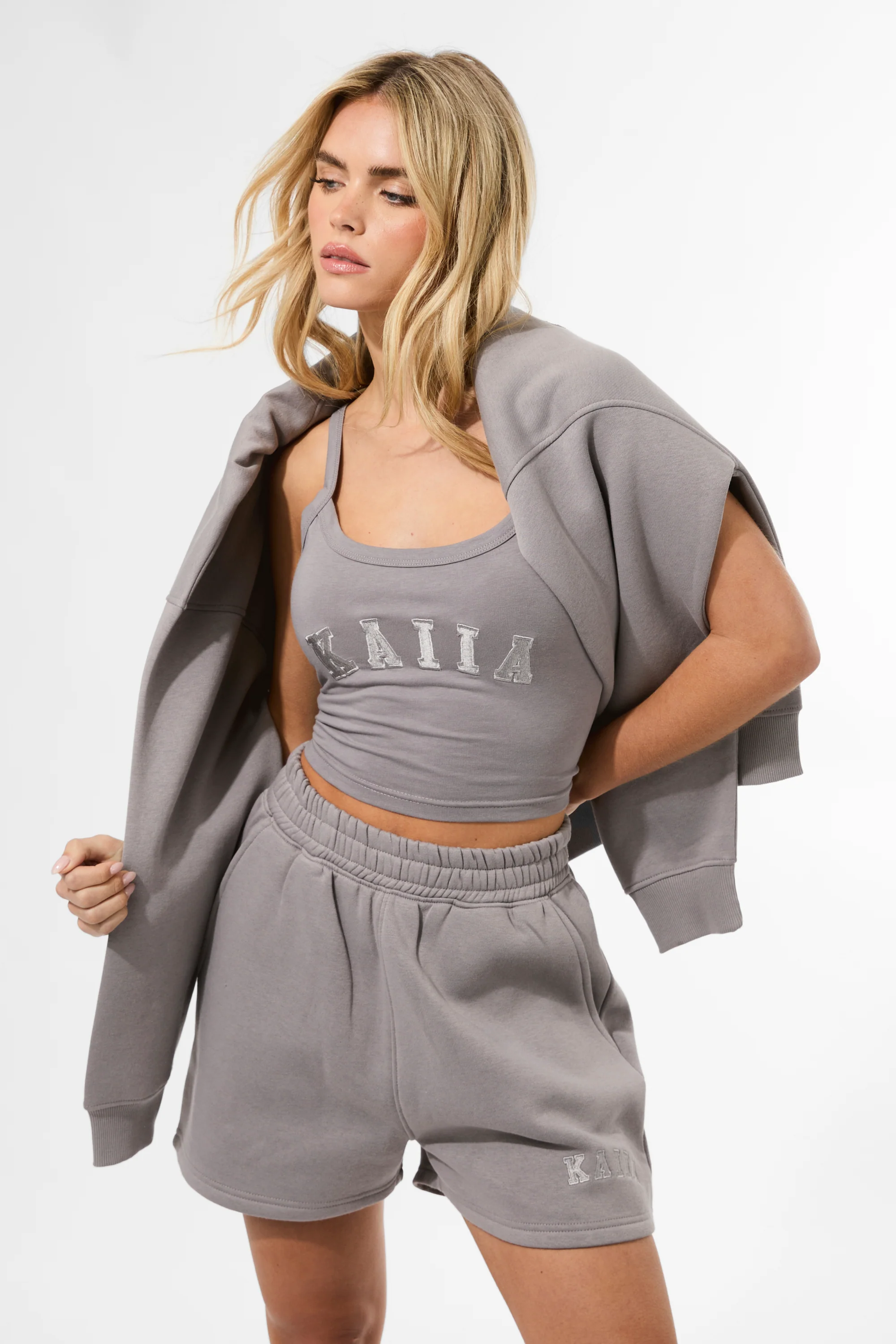 Kaiia Logo Cami Top Dove Grey - Image 4