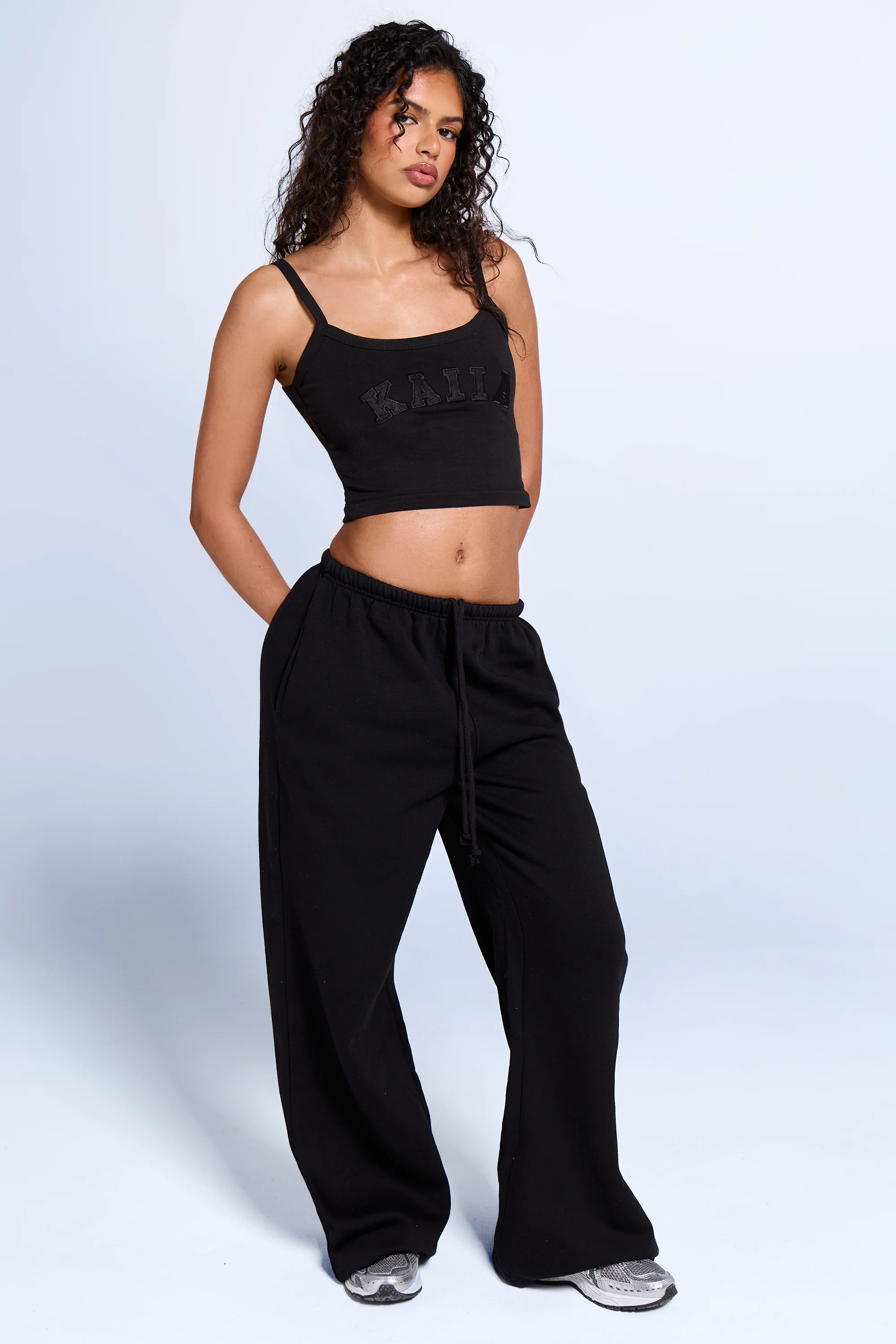 Kaiia Logo Cami Vest Top Black - Image 3