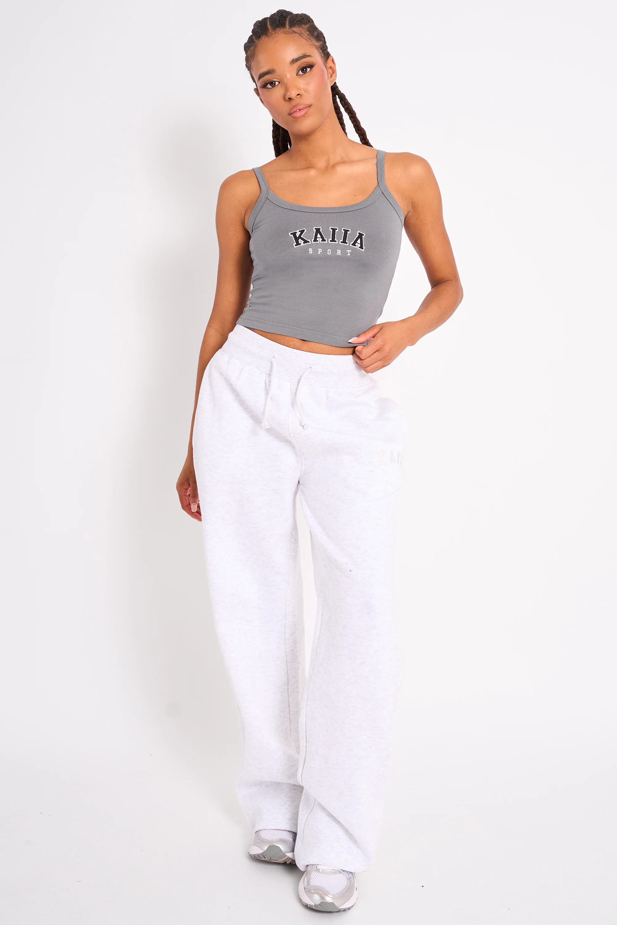 Kaiia Logo Cami Vest Top Charcoal Grey - Image 15